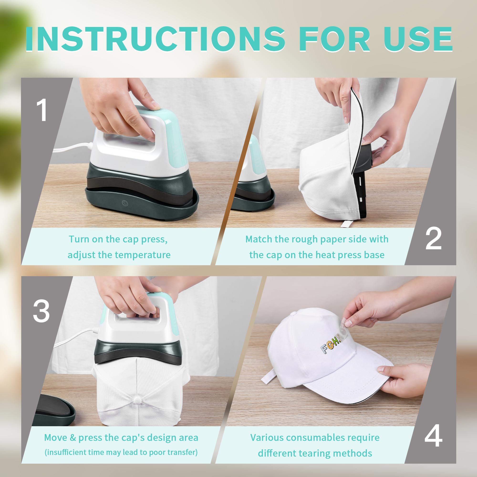Portable Hat Heat Press Machine with 6.3