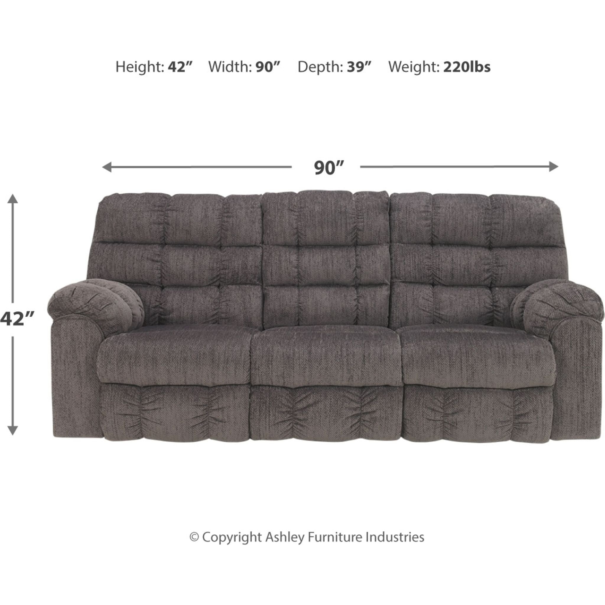 Acieona Dual Reclining Sofa with Drop Down Table in Slate Gray - Perfect for Living Room, Home Theater, and Family Gatherings