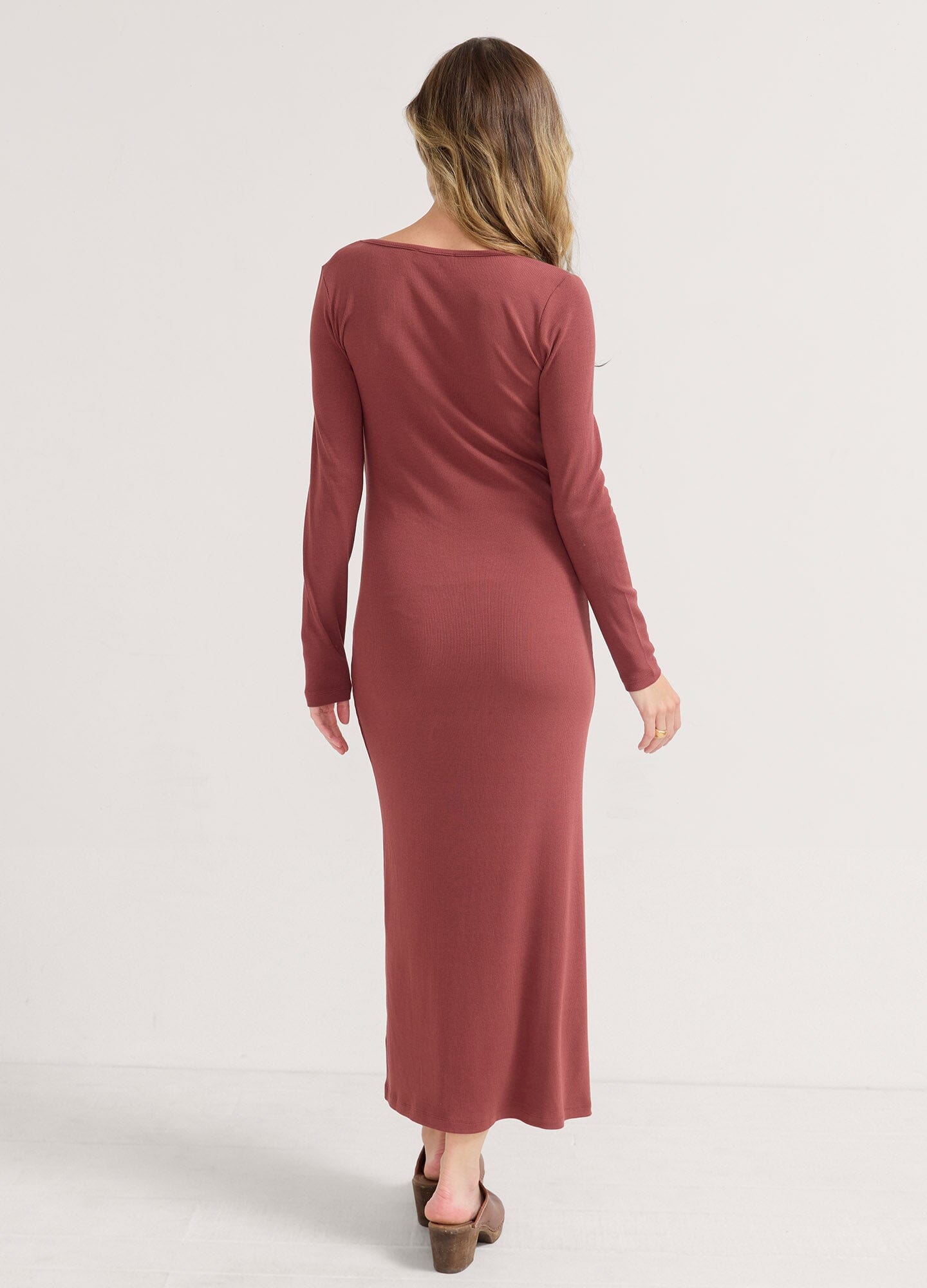 Long Sleeve Ribbed Knit Dress for Women - Stretchy Comfortable Bodycon Midi Dress - Perfect for Work, Date Night & Fall Layering