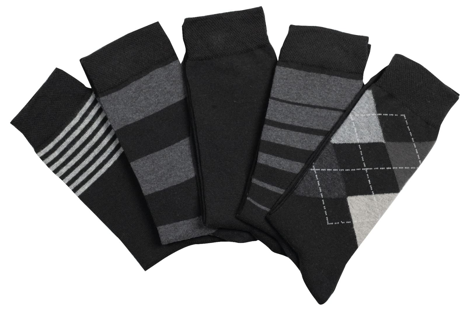 Premium Men's Cotton Dress Socks 5-Pack - Breathable Comfort Socks for Business & Casual Wear - Size 10-13 US - Perfect for Office, Wedding & Daily Use