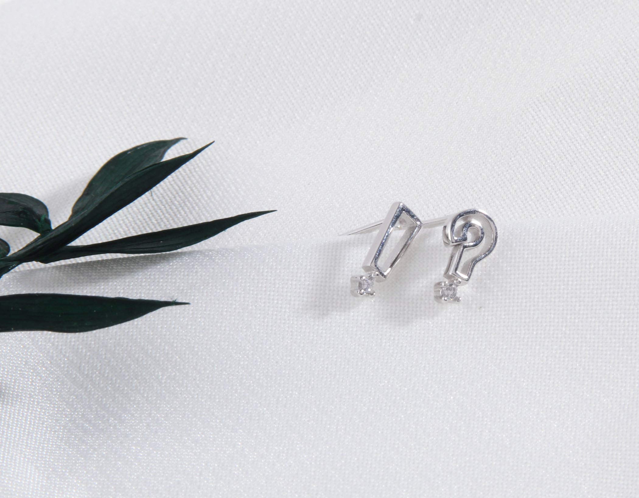 Helen de Lete Exclamation & Question Mark S925 Sterling Silver Earrings - Minimalist Dainty Stud Earrings for Women, Perfect for Everyday Wear & Gift Giving