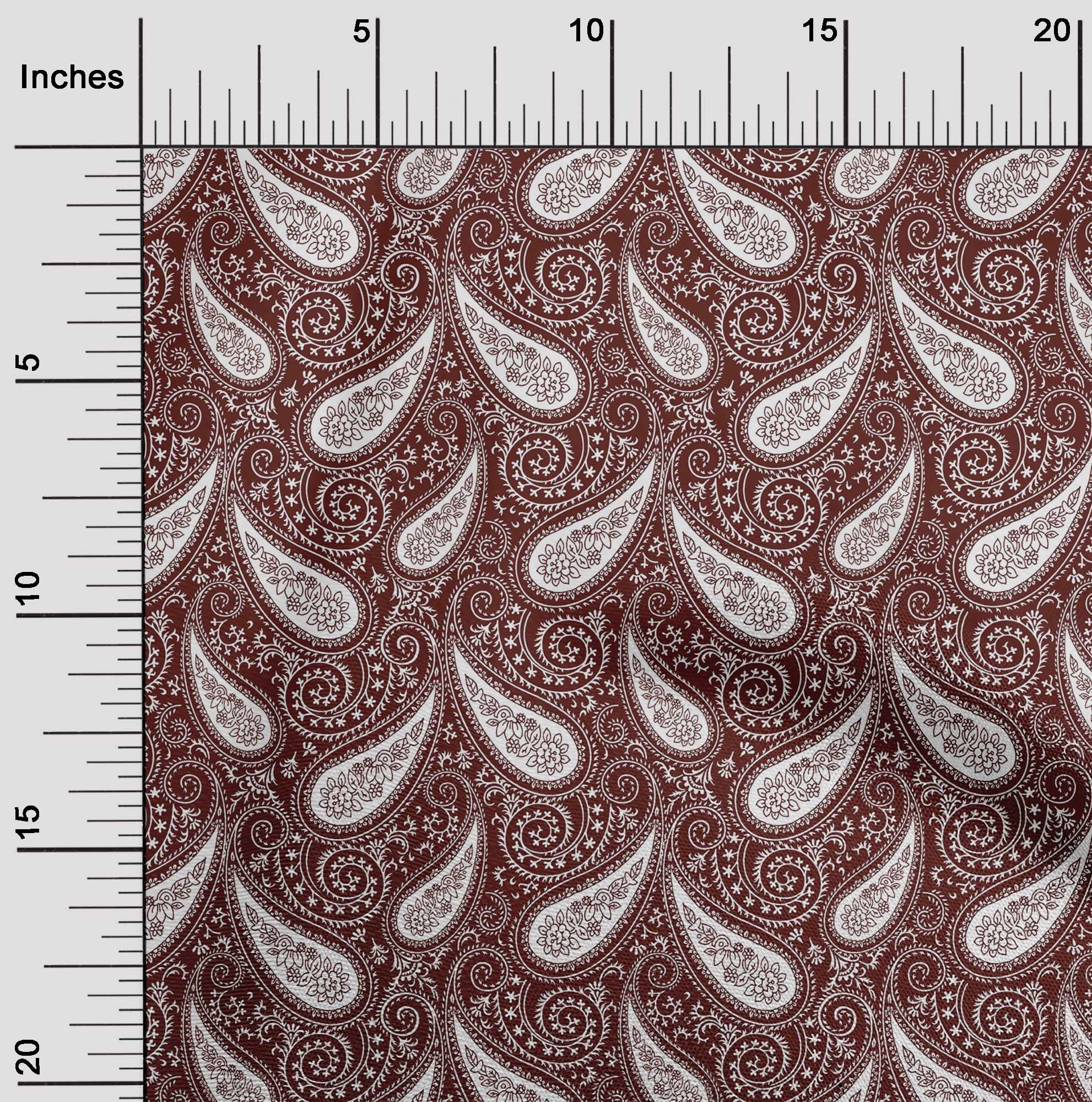oneOone Rayon Maroon Paisley Print Fabric - 56 Inch Wide Premium Sewing Material for DIY Clothing, Dresses & Home Decor Projects | Soft & Durable by The Yard