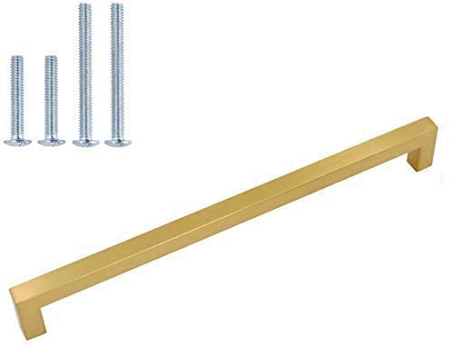Homdiy Gold Cabinet Pulls LSJ12GD - 50 Pack Square Modern Metal Drawer Handles (320mm) for Kitchen Cabinets & Furniture | Durable Hardware for Drawers, Wardrobes & Storage Units