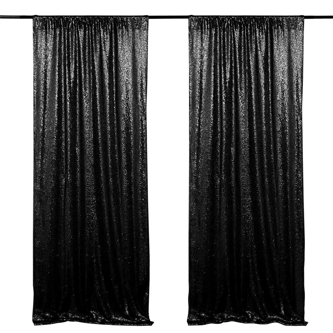 Sparkling Sequin Photo Backdrop Curtain - 2ft x 8ft Black Wedding, Party & Birthday Decoration - Perfect for Photography, Events & Home Decor