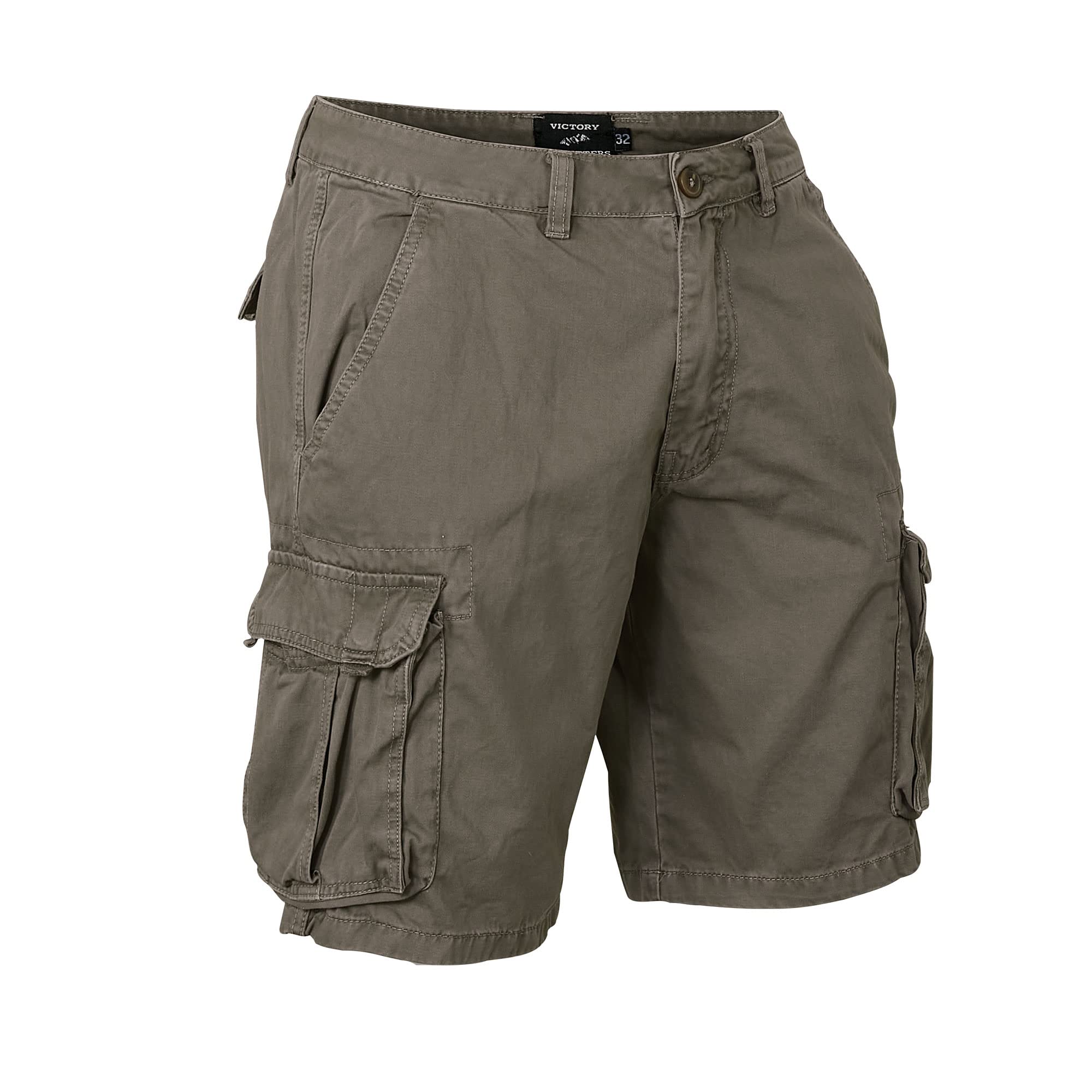Victory Men's Twill Cargo Shorts - Lightweight Cotton Casual Shorts with Multiple Pockets for Outdoor Hiking, Camping & Summer Travel | Comfortable & Durable