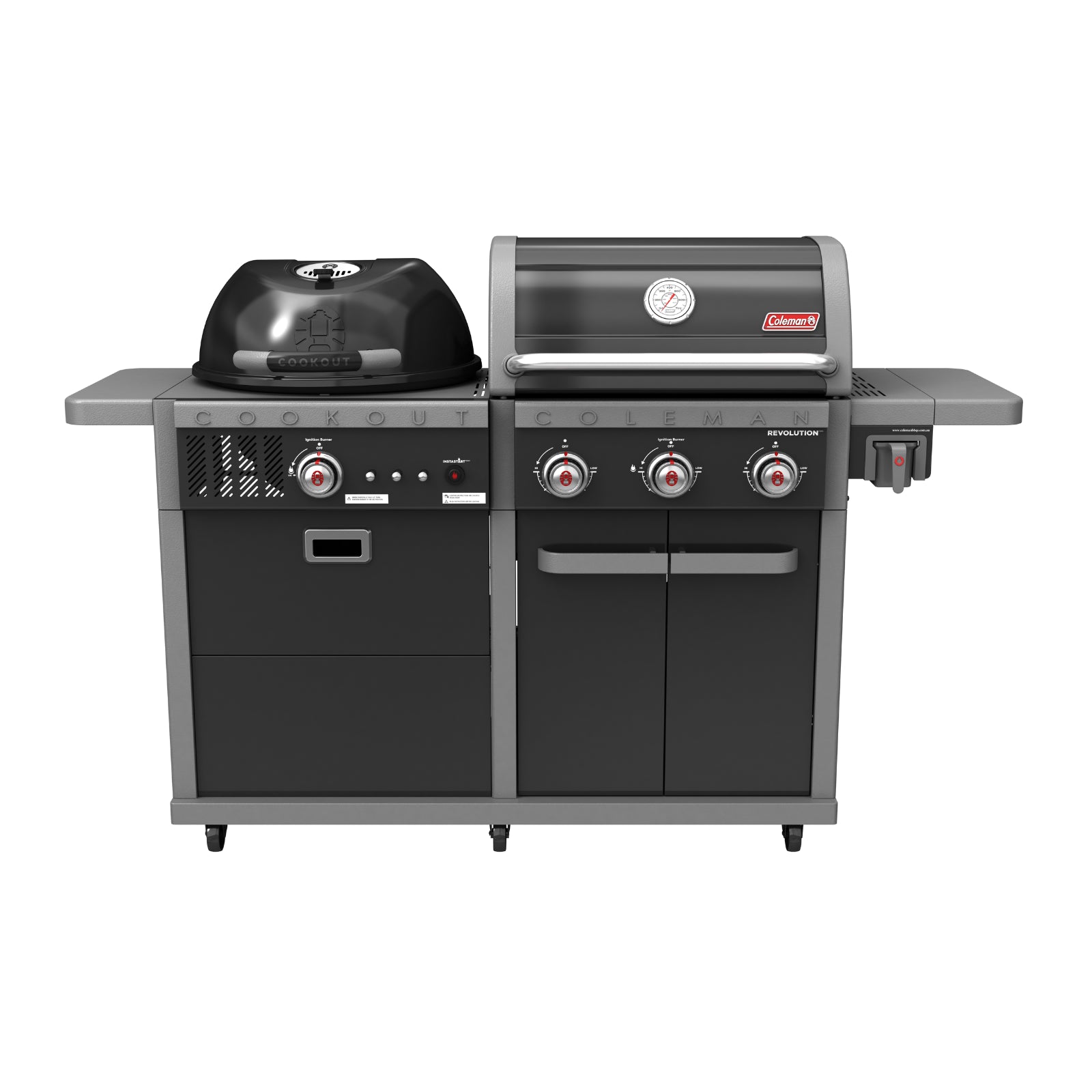 Coleman Revolution Dual Fuel Gas & Charcoal BBQ Grill - Black Gloss Finish - Portable Outdoor Camping & Backyard Grilling REVDFBGL