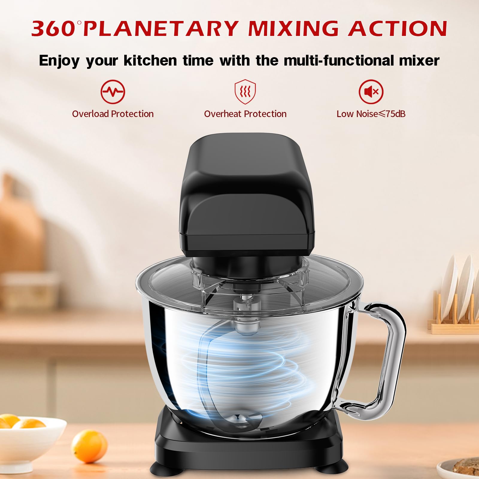 Facelle 5.5Qt Stand Mixer - 10+ Speed Tilt-Head Electric Kitchen Mixer with Stainless Steel Bowl, Dough Hook, Whisk & Beater - Perfect for Baking Cakes, Cookies, Bread & More | Ideal for Home Bakers & Professional Kitchens