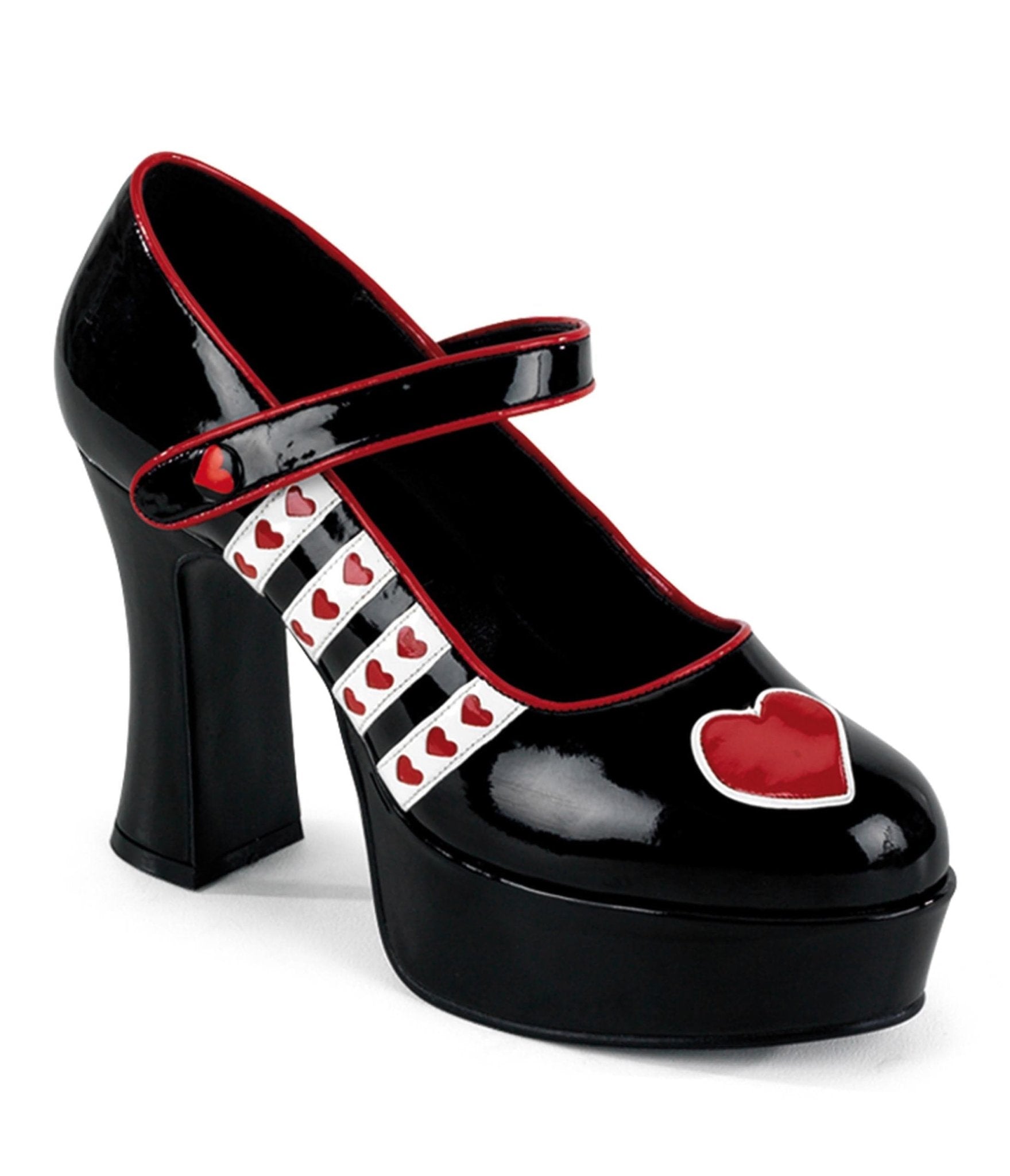 Black Queen of Hearts Platform Heels for Women - Gothic Lace-Up High Heel Shoes for Cosplay, Halloween & Party Outfits
