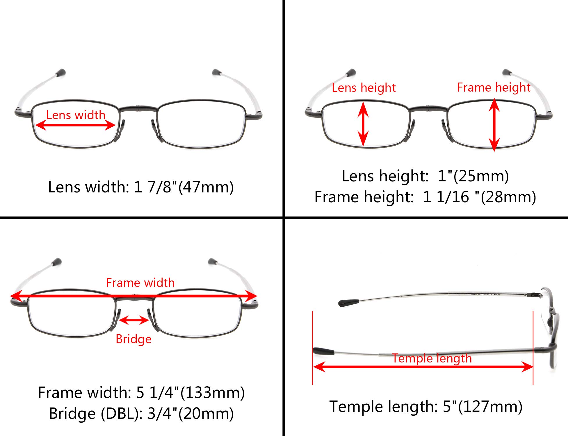 Eyekepper Folding Reading Glasses - Lightweight Foldable Readers for Men & Women - Perfect for Travel, Reading, and Outdoor Activities