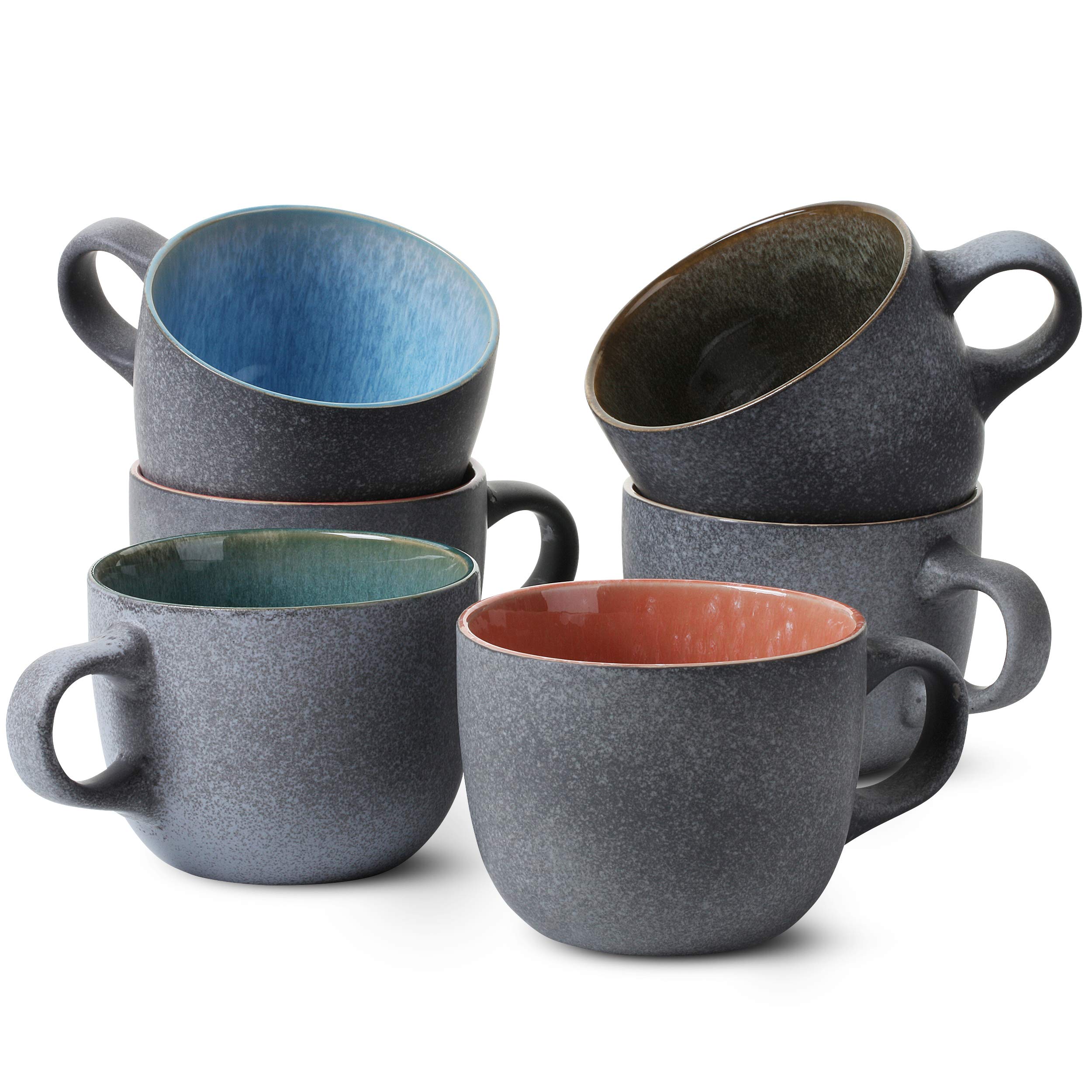 BTaT 14oz Ceramic Coffee Mug Set of 6 - Durable Coffee Cups for Home, Office & Restaurant Use - Perfect for Hot/Cold Beverages, Tea & Espresso