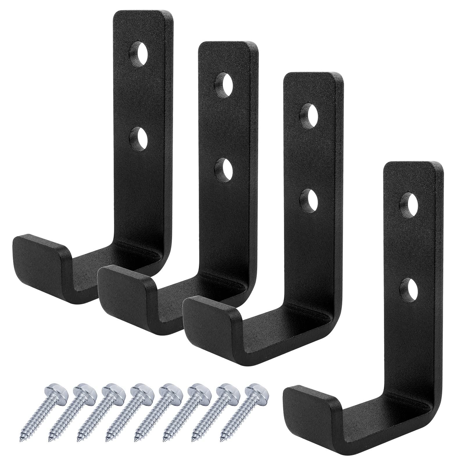 4-Pack Heavy Duty Steel J Hooks for Wall Mount - Home Gym & Garage Storage
