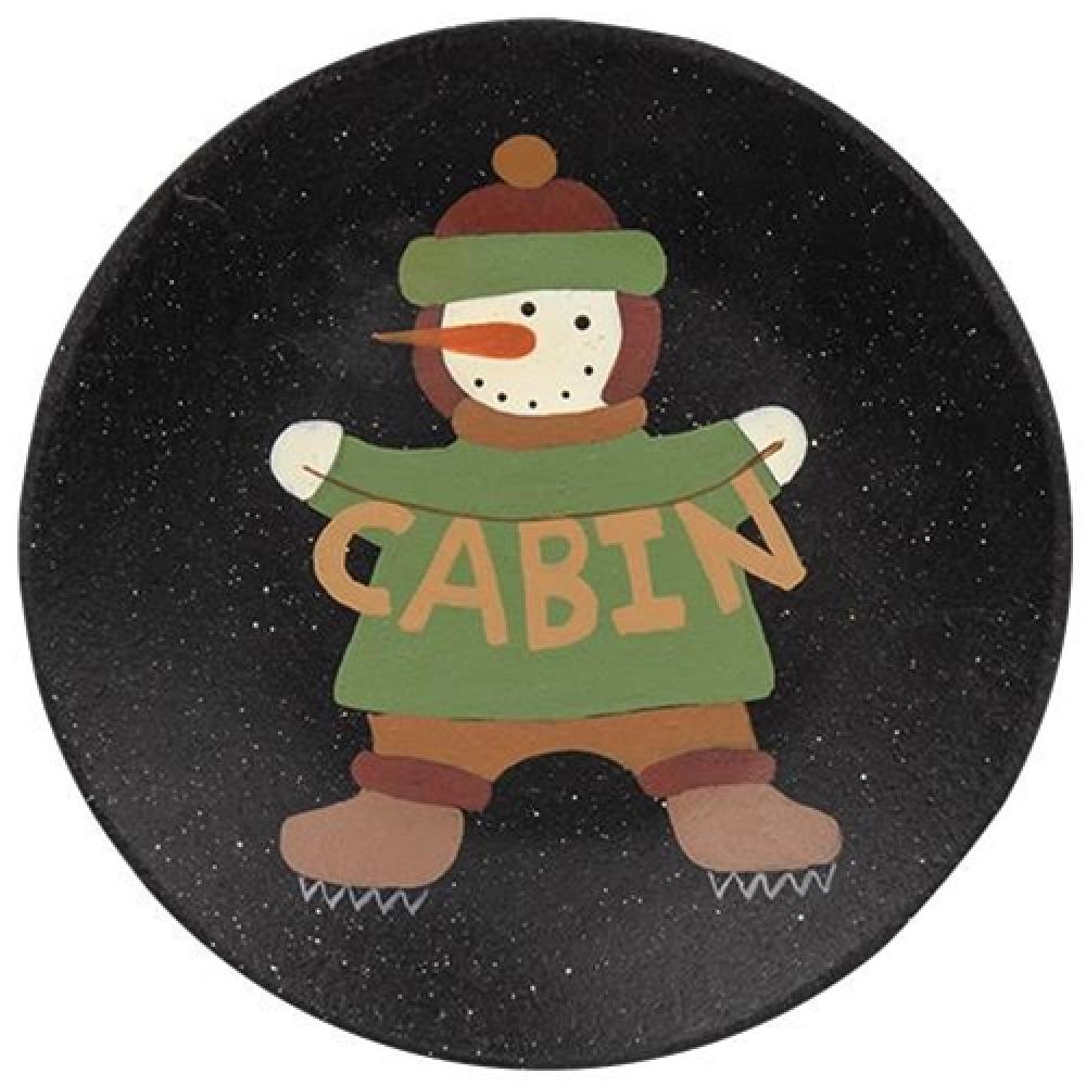 Lodge and Cabin Snowman Plate Set of 2 - Rustic Winter Dinner Plates for Holiday Decor & Cabin Dining - Perfect for Christmas, Winter Cabin Decor, and Cozy Lodge Meals