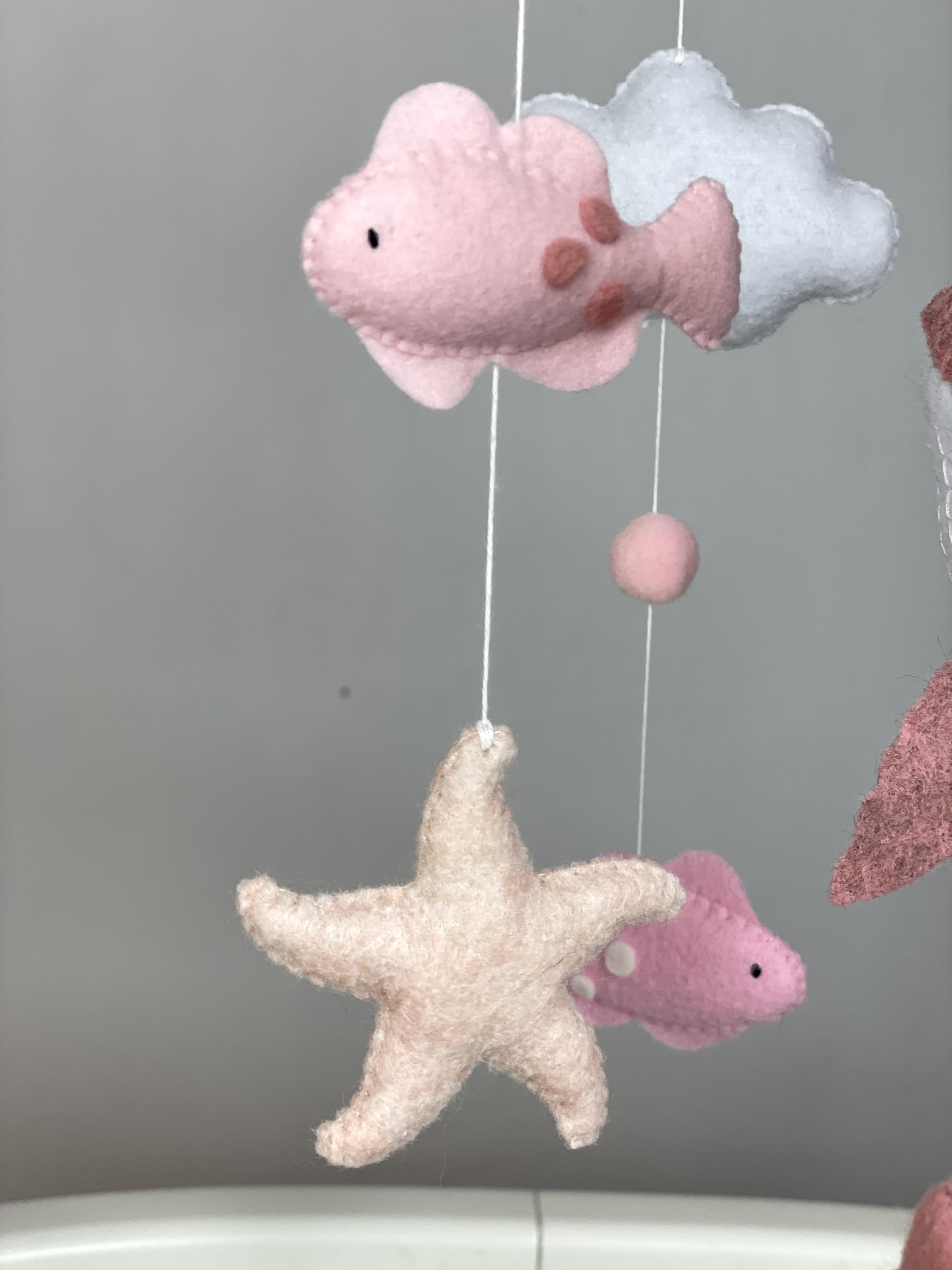 **Whale & Fish Baby Crib Mobile - Pink Ocean Nursery Decor with Felt Sea Animals, Perfect Baby Shower Gift for Girls | Newborn Nursery, Baby Room, Coastal Theme Decor**