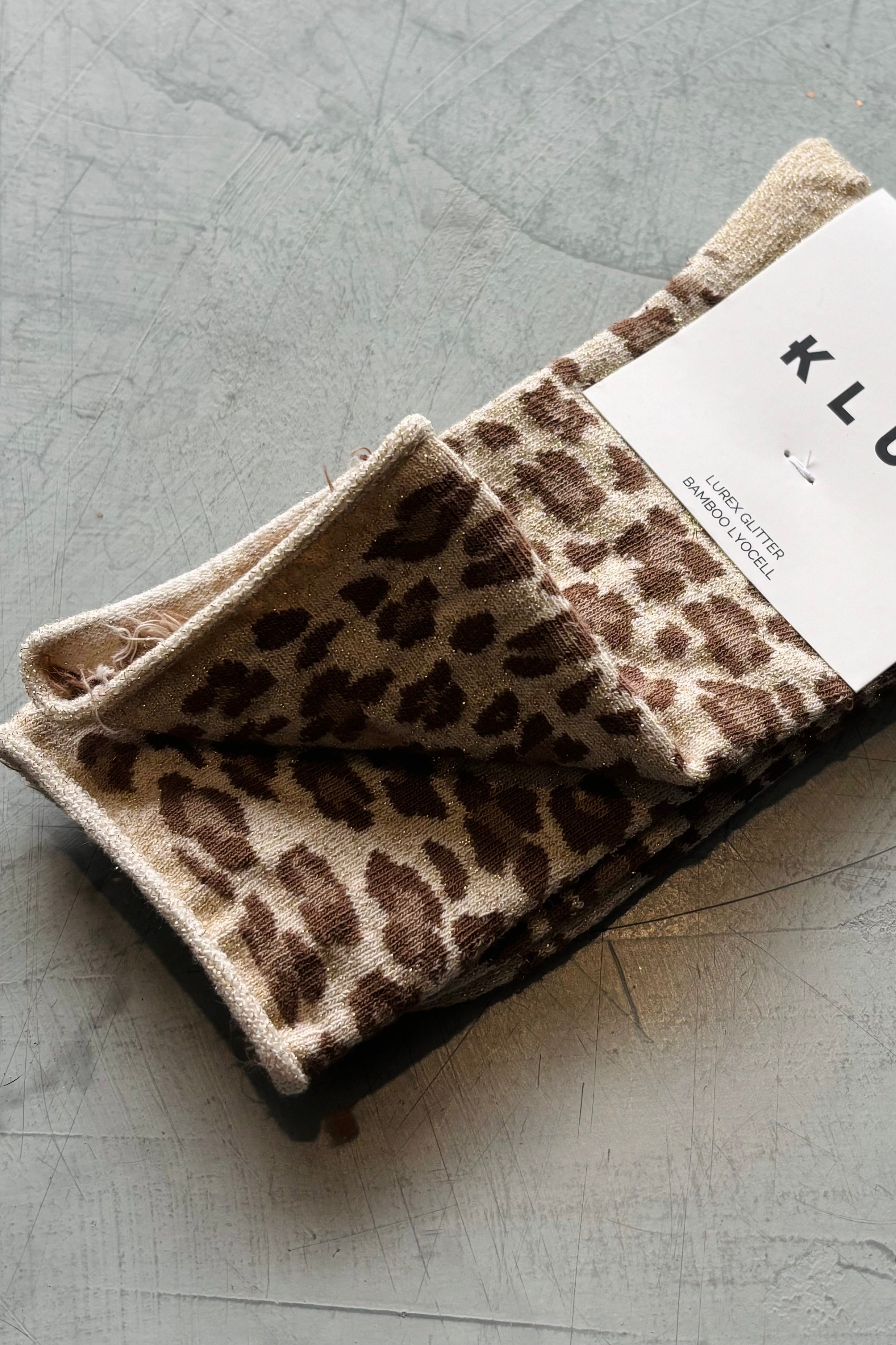 KLUE Glitter Lurex Socks - Leopard Beige Pattern Fashion Socks for Women | Perfect for Parties, Holidays & Everyday Stylish Outfits
