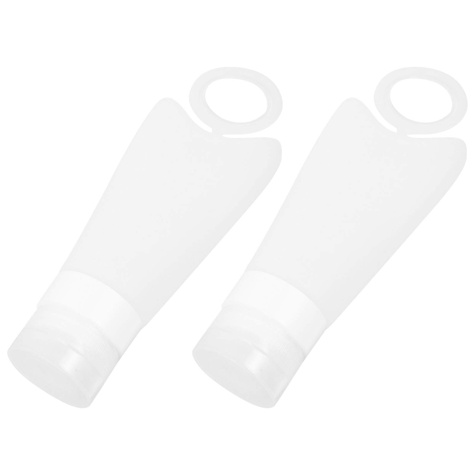 MILISTEN 2 Pack Travel Size Silicone Keychain Bottles - Leakproof Squeeze Containers with Flip Top Cap - Refillable Toiletry Bottles for Shampoo, Conditioner, Body Wash - Perfect for Gym, Travel, Camping & Daily Use (White)