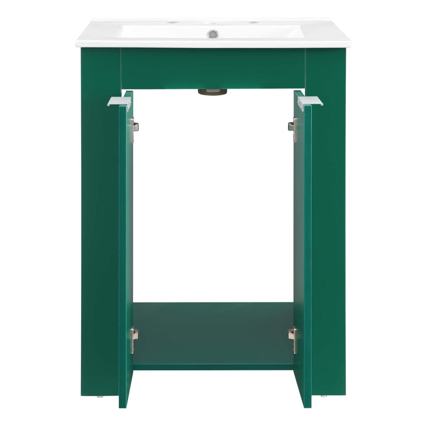 Modway Maybelle 24-Inch Bathroom Vanity with Sink - Green & White Finish for Modern Powder Rooms & Small Bathrooms