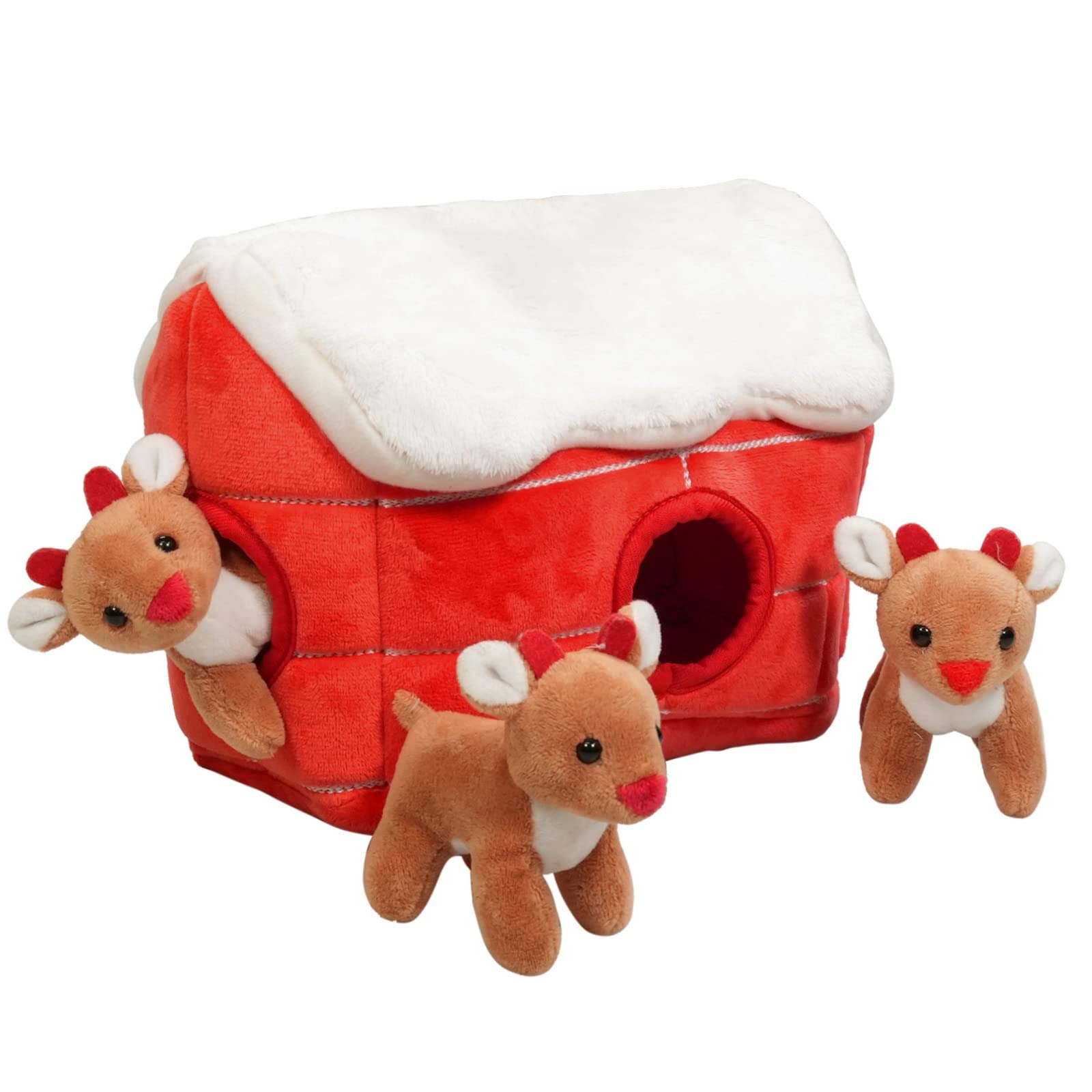 Interactive Hide & Seek Dog Puzzle Toy - Durable Squeaky Plush Christmas House for Small, Medium & Large Dogs (9