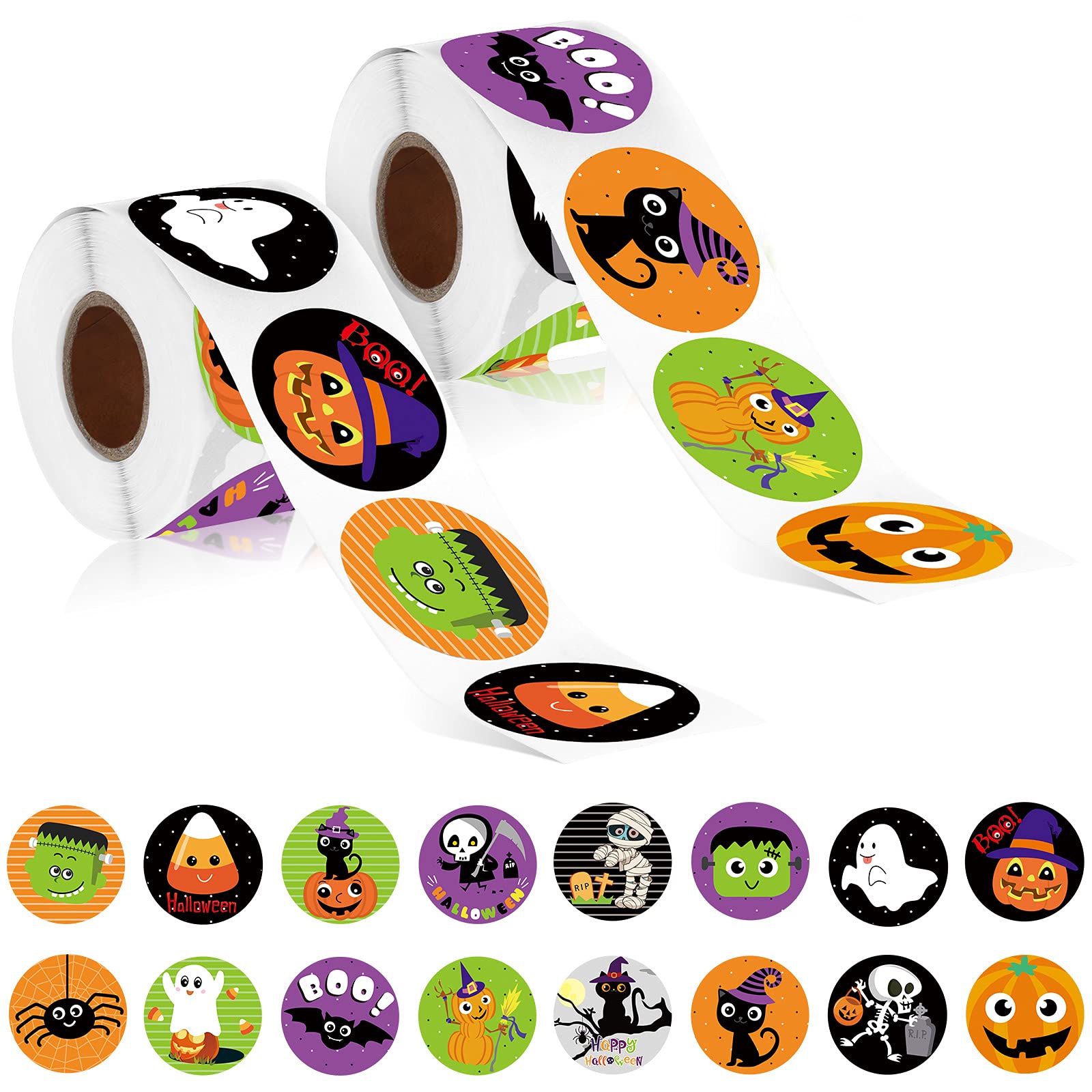 800-Piece Halloween Sticker Set - Pumpkin, Spider, Bat, Ghost & Witch Designs - 16 Alternating Patterns for Party Decorations, Favors & Supplies | Perfect for DIY Crafts, Scrapbooking, Classroom Activities & Halloween Party Decor