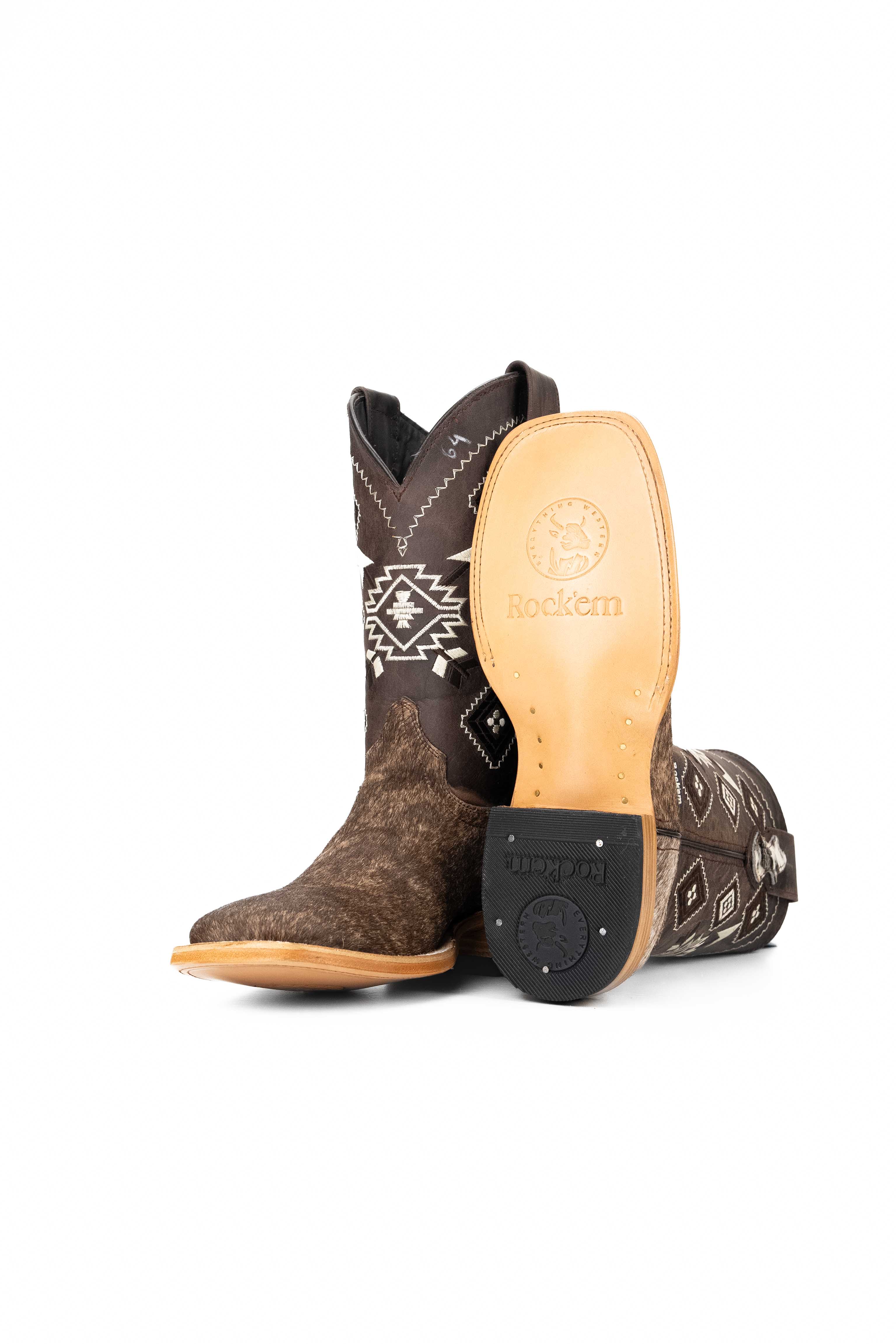Authentic Men's Cowhide Square Toe Cowboy Boots - Size 7 Western Boots for Rodeo, Country Dancing & Outdoor Wear - Durable Leather Work Boots for Ranch, Riding & Casual Fashion