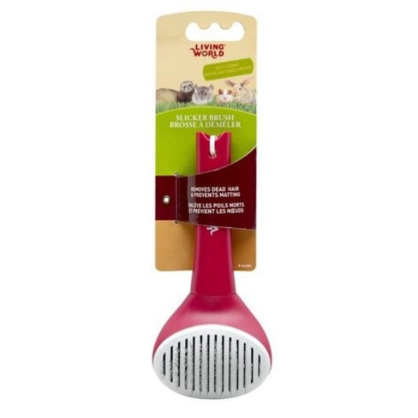 Living World Self-Cleaning Slicker Brush for Small Animals - Gentle Grooming Tool for Dogs, Cats, Rabbits & Hamsters - Perfect for Removing Loose Hair & Mats at Home or Professional Pet Salons