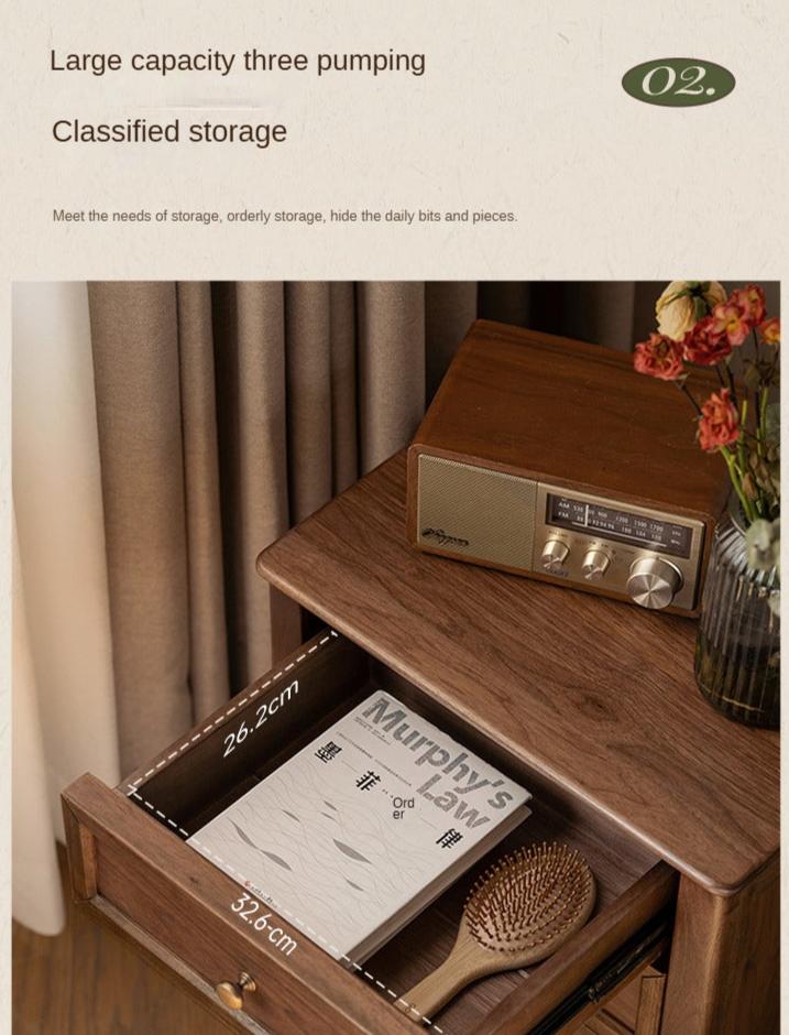 Premium Black Walnut Solid Wood Nightstand - Handcrafted Bedside Table with Drawer for Bedroom, Living Room & Guest Room - Modern & Rustic Home Decor Furniture