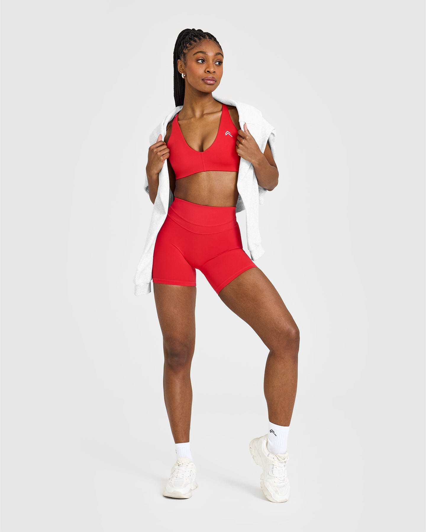 High Waisted Workout Shorts for Women - Muscle Mommy Red | 6-Pack | Gym, Running & Yoga Activewear