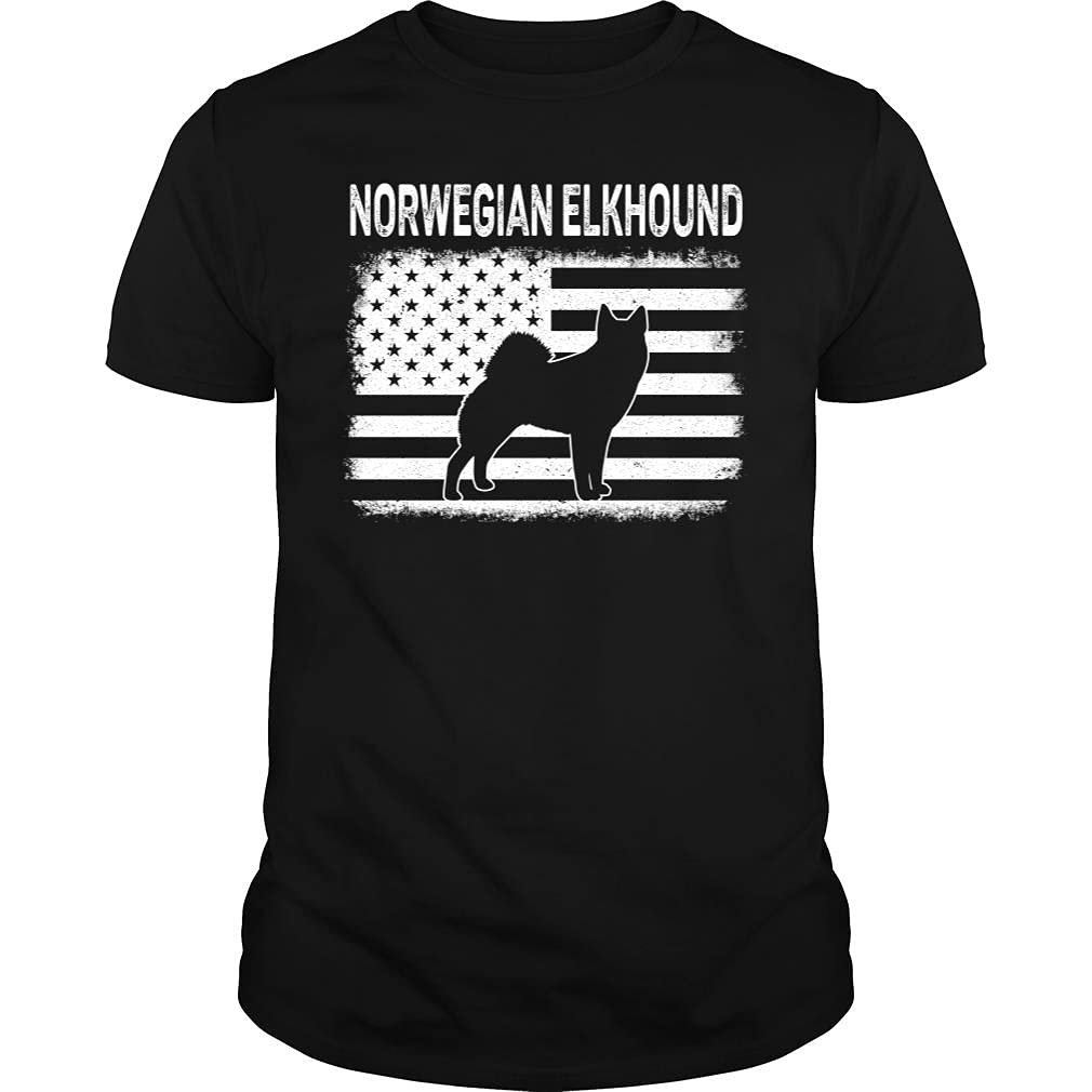 Norwegian Elkhound American Flag T-Shirt - Unisex Dog Lover Tee for Men & Women - Patriotic Pet Apparel for Casual Wear & Outdoor Activities