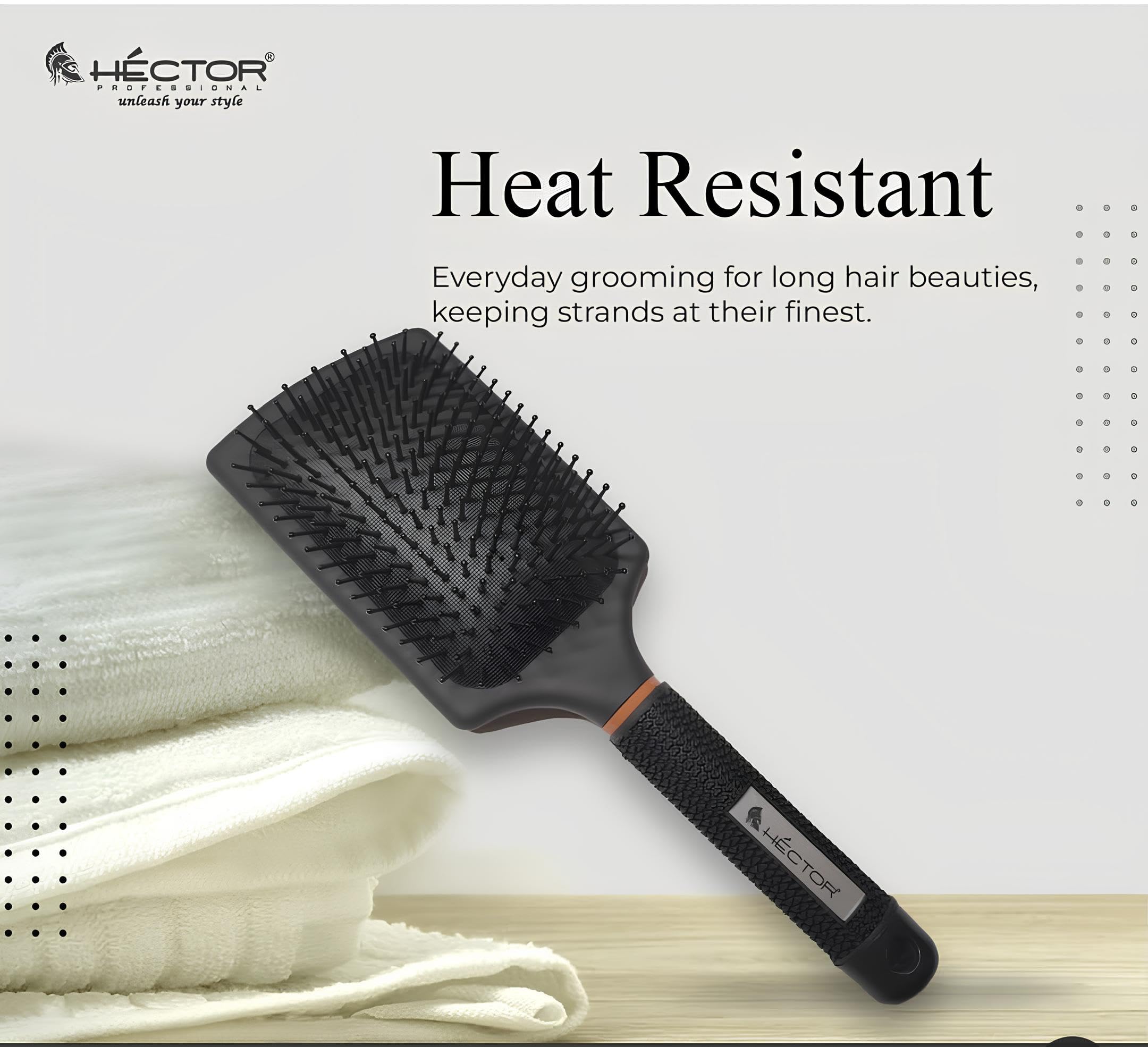 Hector Professional Paddle Hair Brush for Smoothing & Detangling - Salon Quality Styling Tool for Home & Professional Use - Perfect for Wet/Dry Hair Styling & Blowouts