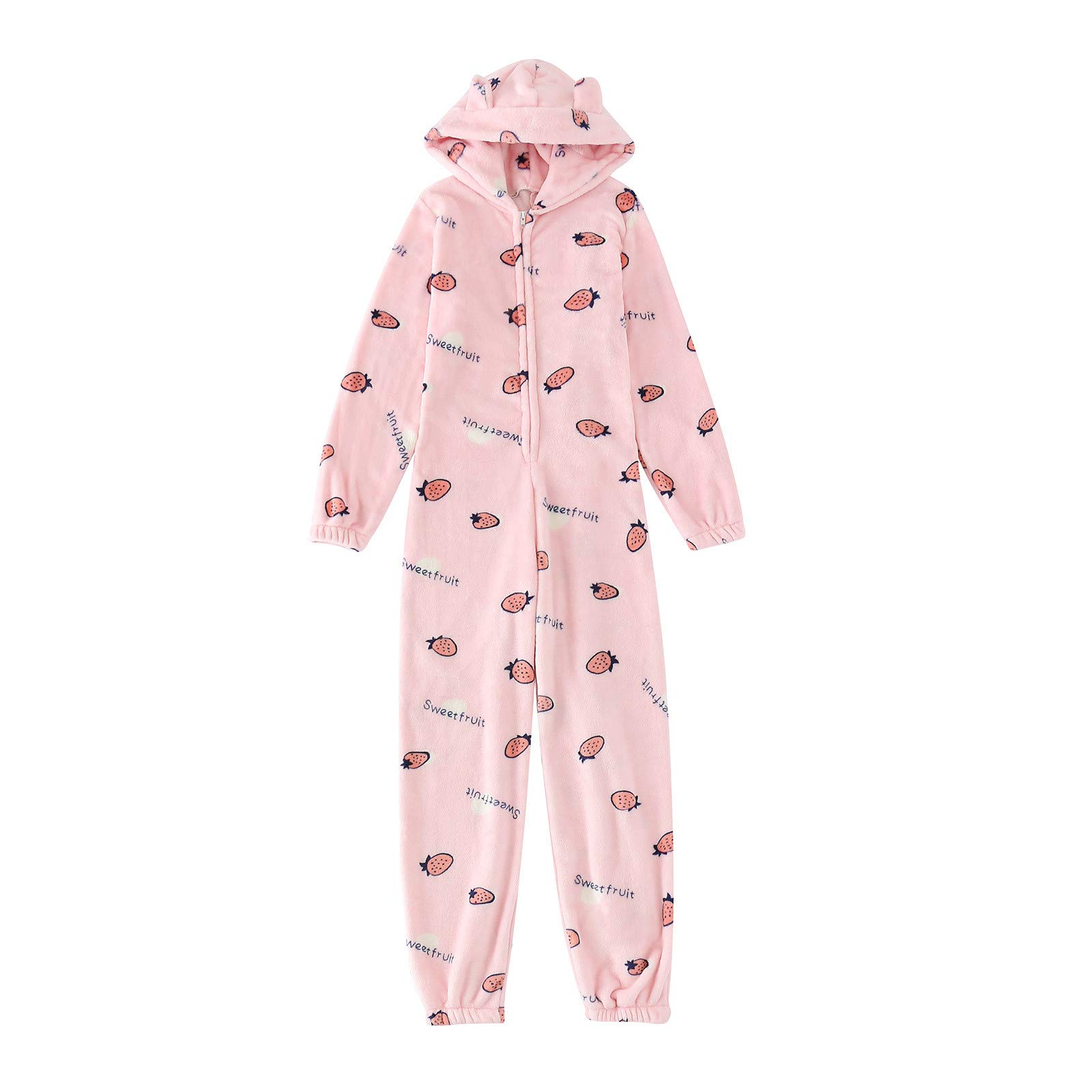 Women's Red Long Sleeve Hooded Jumpsuit Pajama Set - Soft Sleepwear Bodysuit for Lounge & Nightwear | Cozy Home Outfit, Sleep Comfort