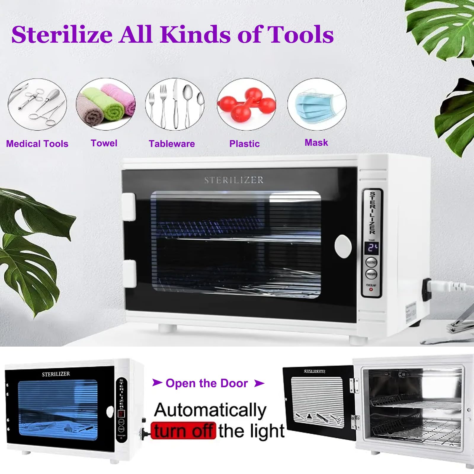 12L Large Capacity UV Nail Tool Sterilizer Cabinet - Professional Manicure & Pedicure Sterilization Machine for Nail Salons, Beauty Spas & Home Use | Sanitizes Nail Files, Clippers & Beauty Tools