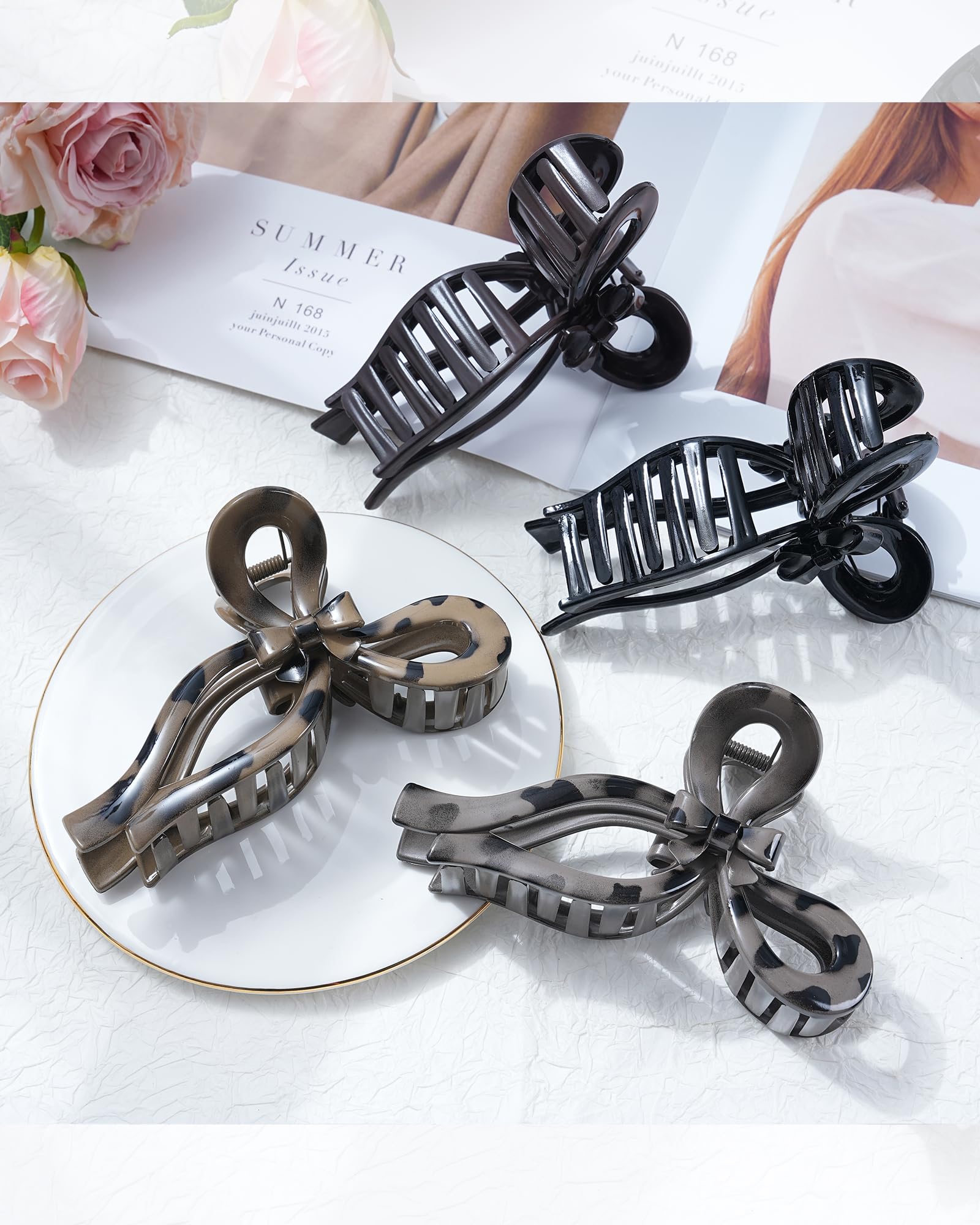 4 PCS Large Bow Hair Clips for Women - 5