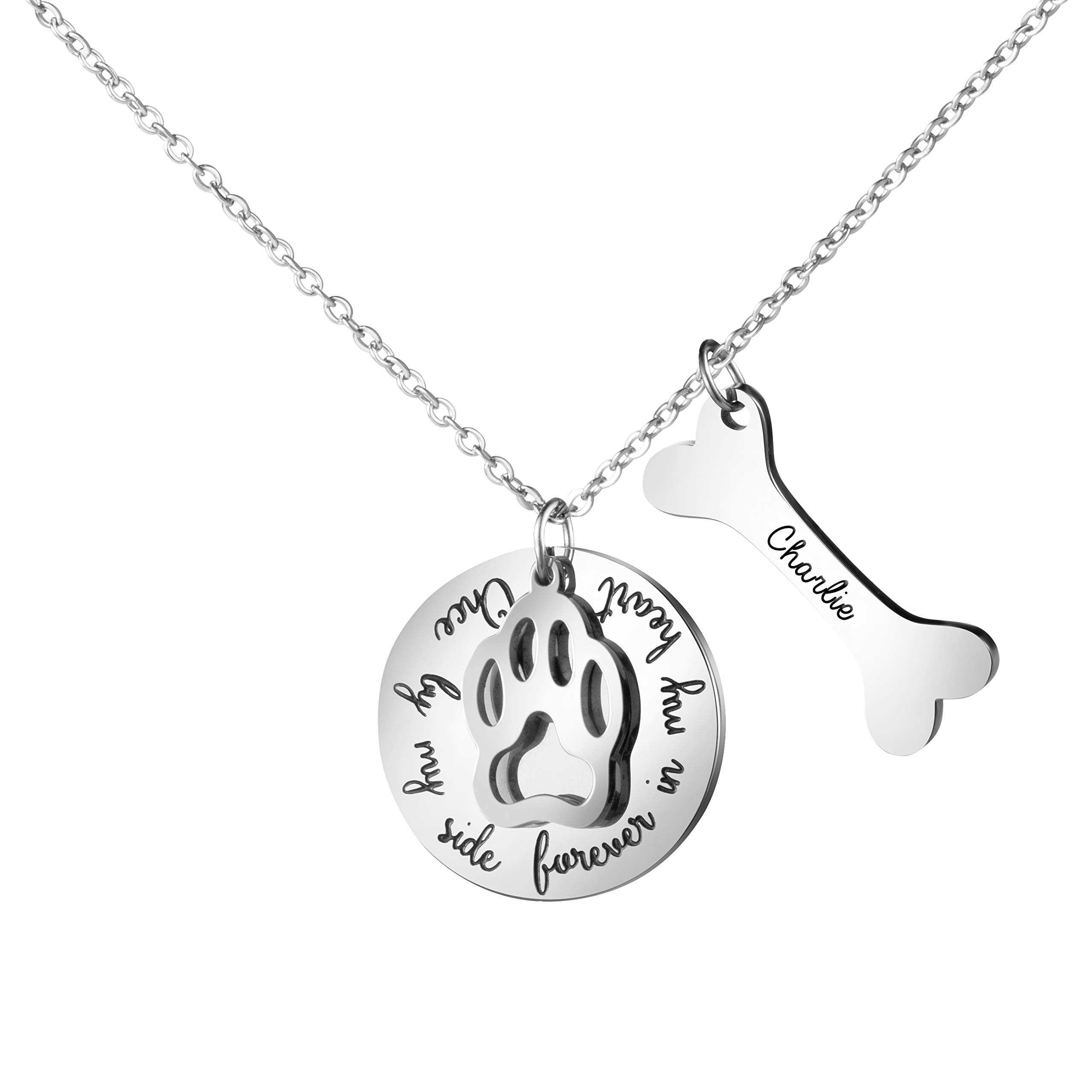 Personalized Memorial Jewelry for Dog Loss - Custom Engraved Pet Keepsake with Paw & Bone Design - Perfect for Sympathy Gifts & Pet Remembrance