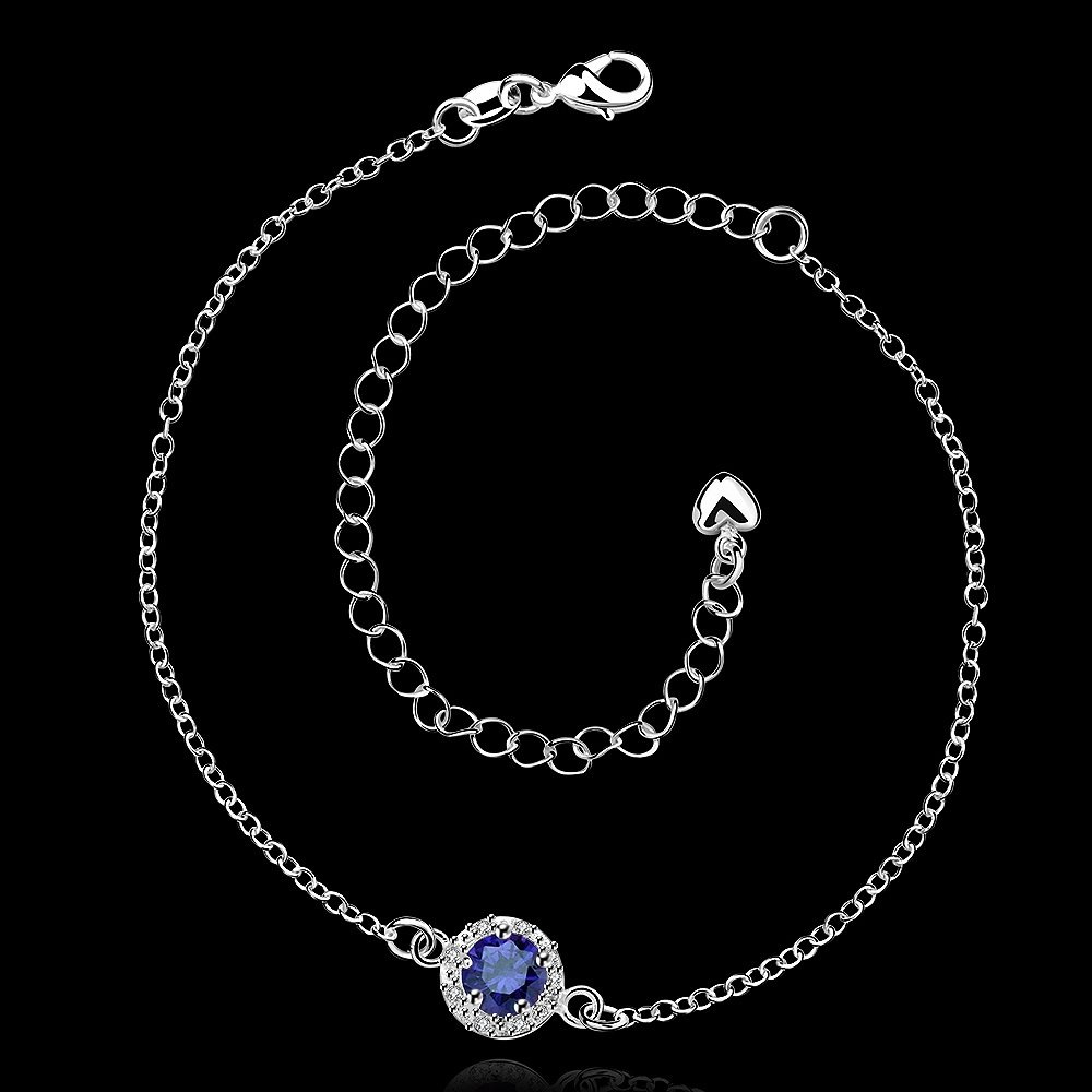 925 Sterling Silver Blue Anklet for Women - Dainty Adjustable Foot Chain Jewelry - Perfect for Beach, Summer & Boho Fashion