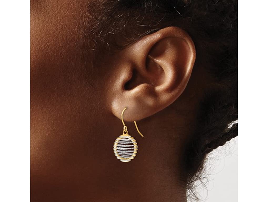 14K Yellow & White Gold Wire Wrapped Dangle Earrings for Women - Elegant Handmade Drop Earrings for Parties, Weddings & Special Occasions