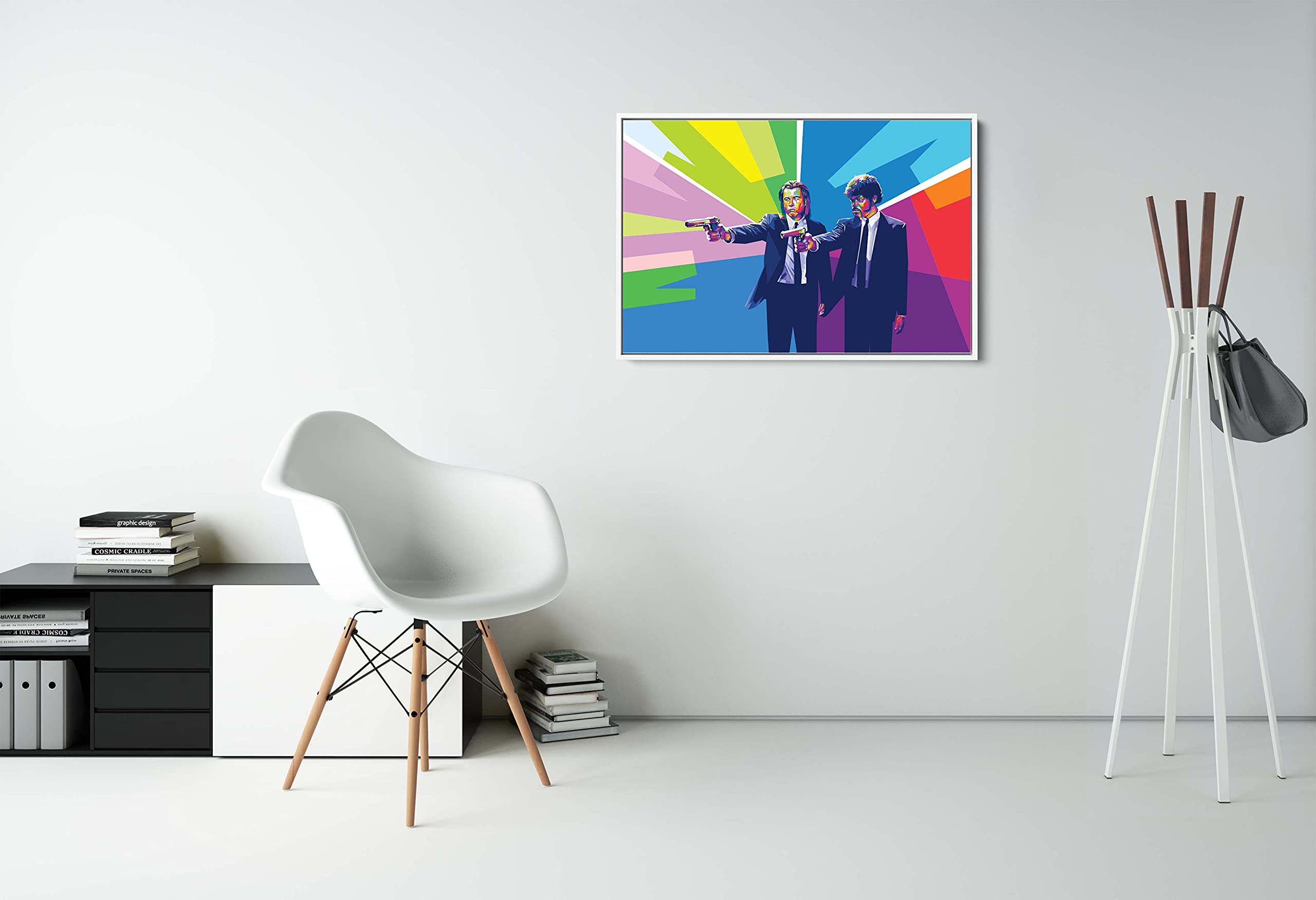 Pulp Fiction Pop Art Canvas - Framed Wall Decor (16x16in) for Living Room