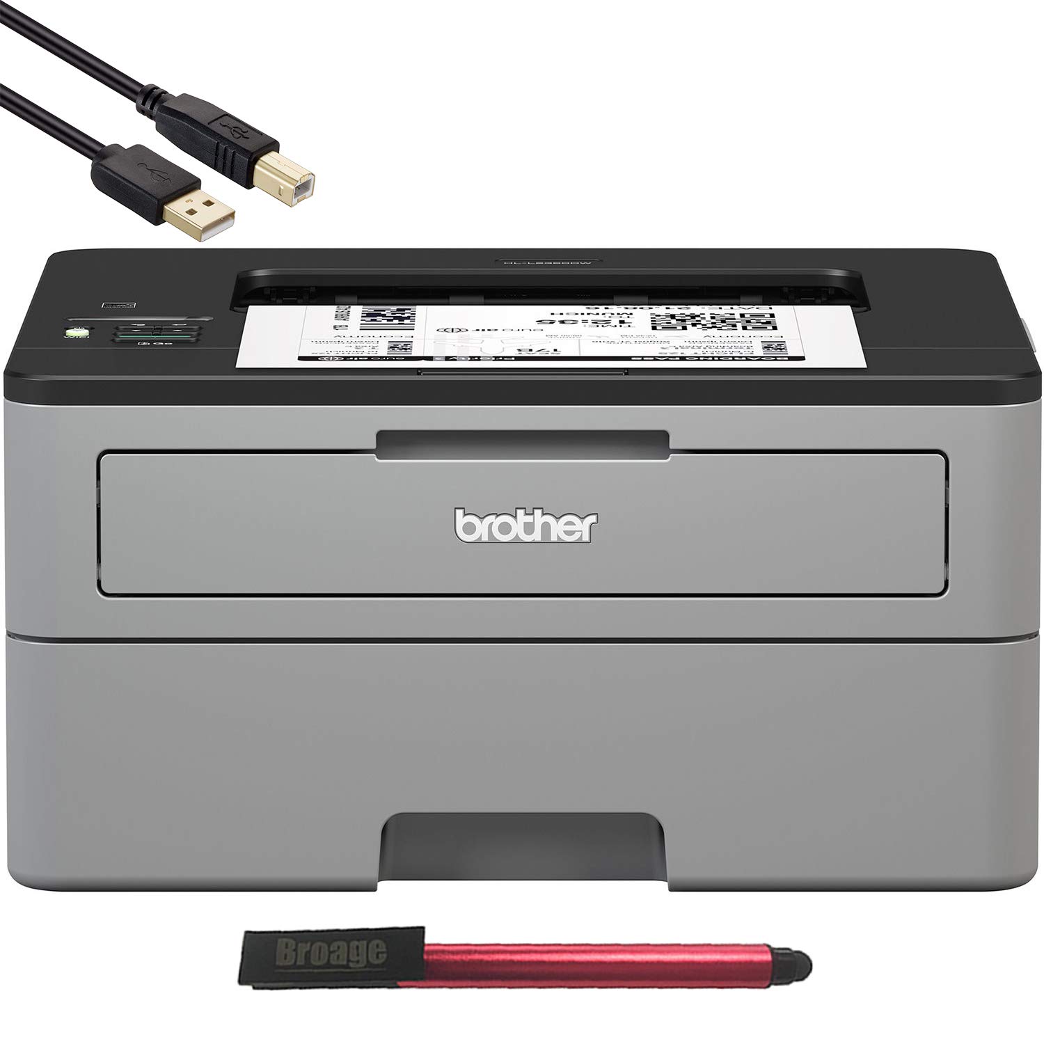 Brother HL-L2350DW Wireless Monochrome Laser Printer with Duplex Printing - Compact Office Printer for Home & Business Use, Includes 64GB USB Flash Drive & 6ft USB Cable - Perfect for Documents, Reports & Everyday Printing Tasks