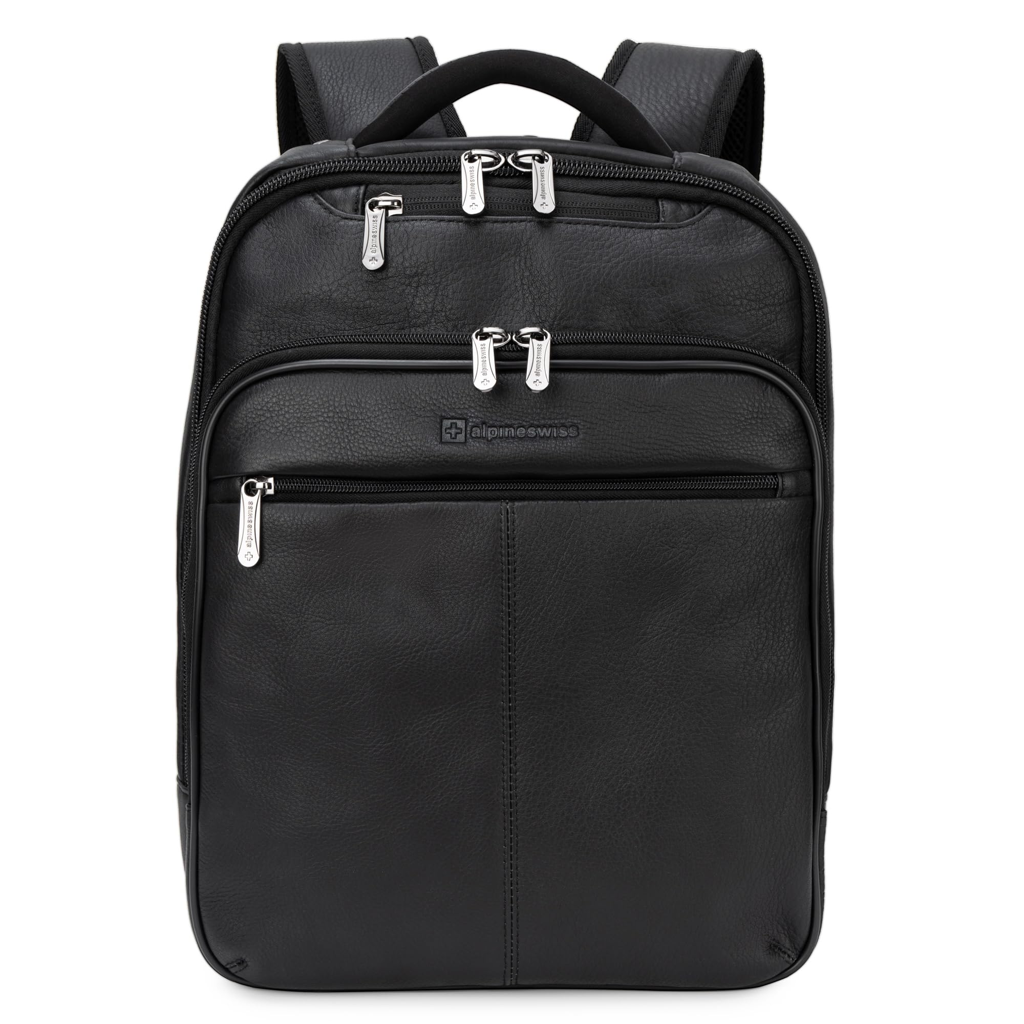 Alpine Swiss Olsen 13 Inch Genuine Leather Laptop Backpack - Slim Business Travel Bag for Men & Women, Perfect for Work, Commuting & Airplane Carry On