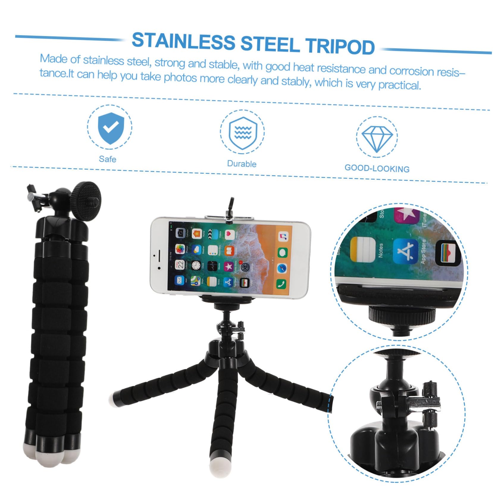 Uonlytech 2 Pack Universal Phone Stand for Desk - Adjustable Triangle Phone Holder, Camera Stand & Photography Tripod for iPhone, Samsung, Smartphones - Perfect for Video Calls, Live Streaming & Content Creation