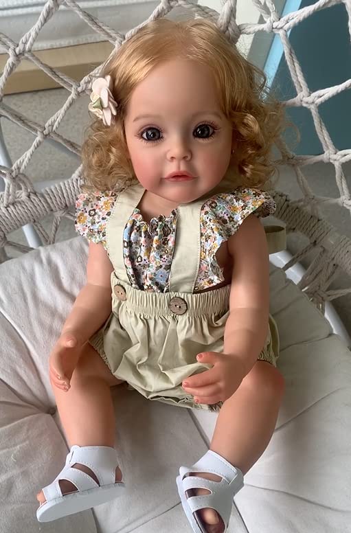 22 Inch Realistic Silicone Reborn Baby Doll - 55cm Lifelike Toddler Girl Doll with Full Body, Washable & Anatomically Correct - Perfect Gift for Kids, Collectors & Nursery Decor