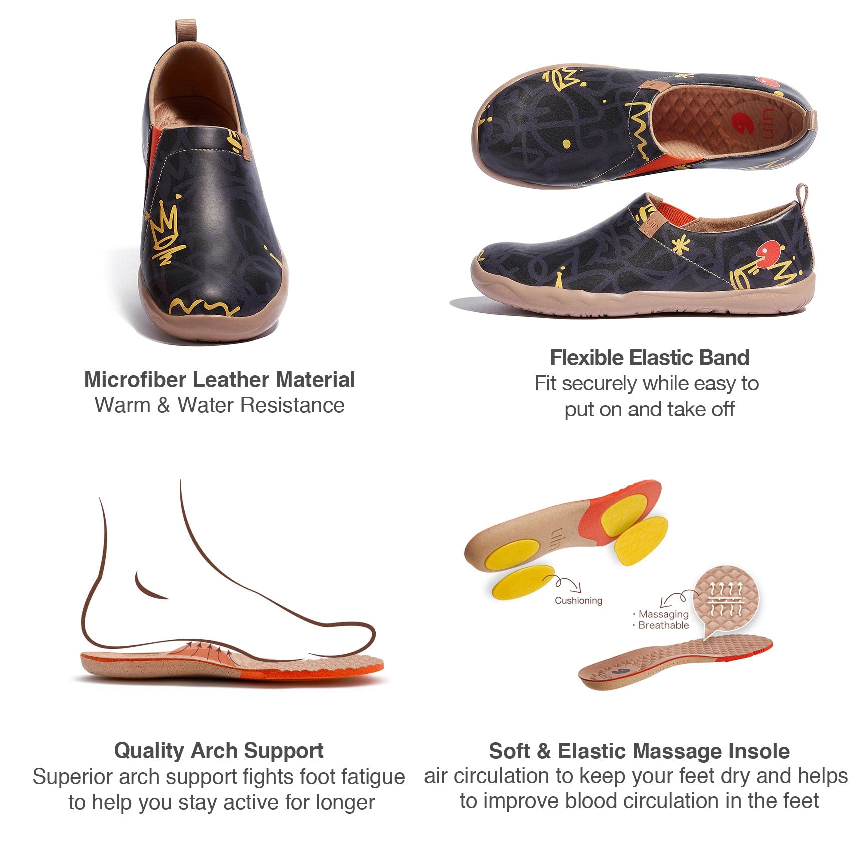 UIN Men's Slip-On Walking Shoes - Lightweight Travel Loafers with Microfiber Upper - Comfortable Casual Sneakers for Walking, Travel & Daily Wear