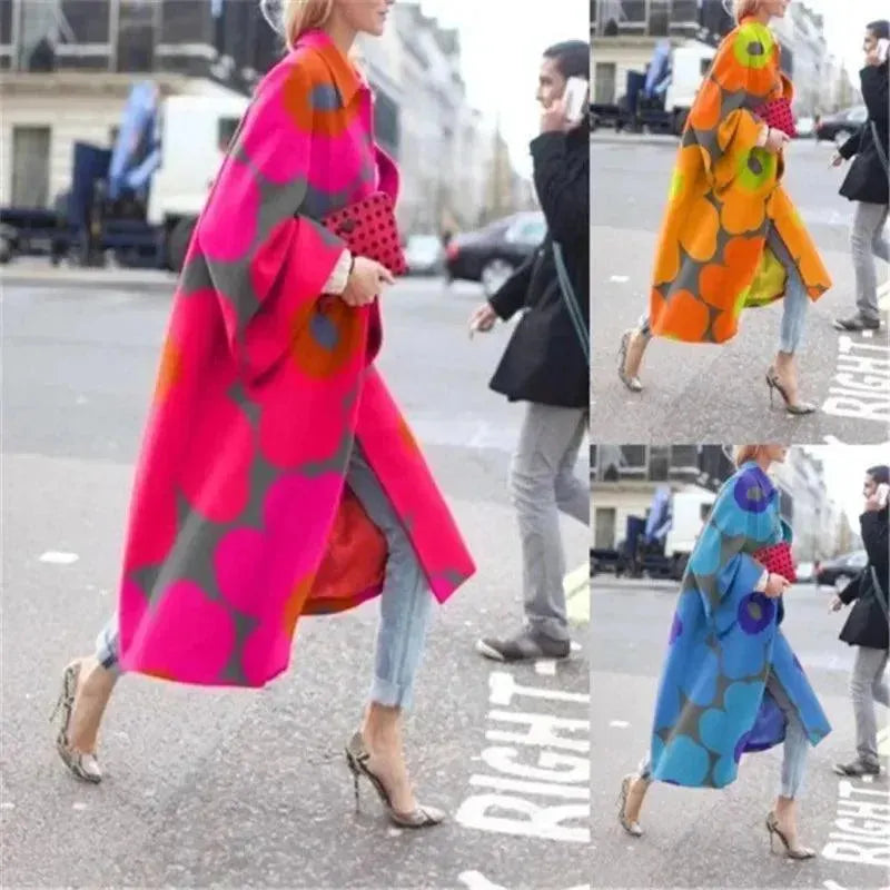 Women's Stylish Flared Sleeve Overcoat Coat - Elegant Long Trench Coat for Fall & Winter, Perfect for Office, Date Night & Special Occasions