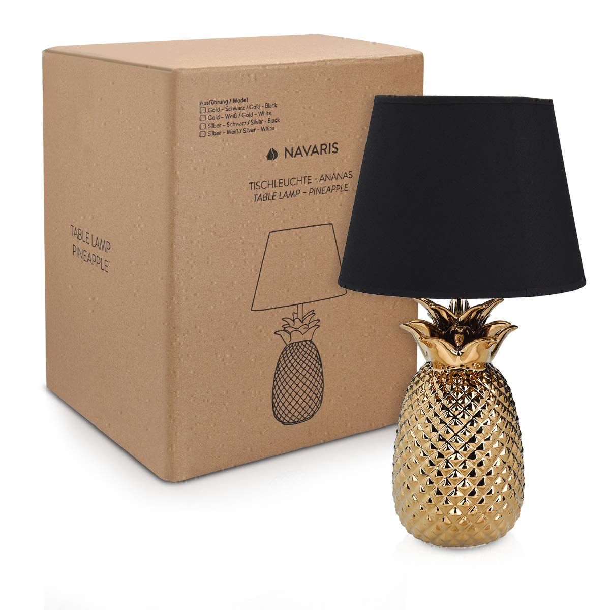 Navaris Gold Pineapple Table Lamp - 13.8