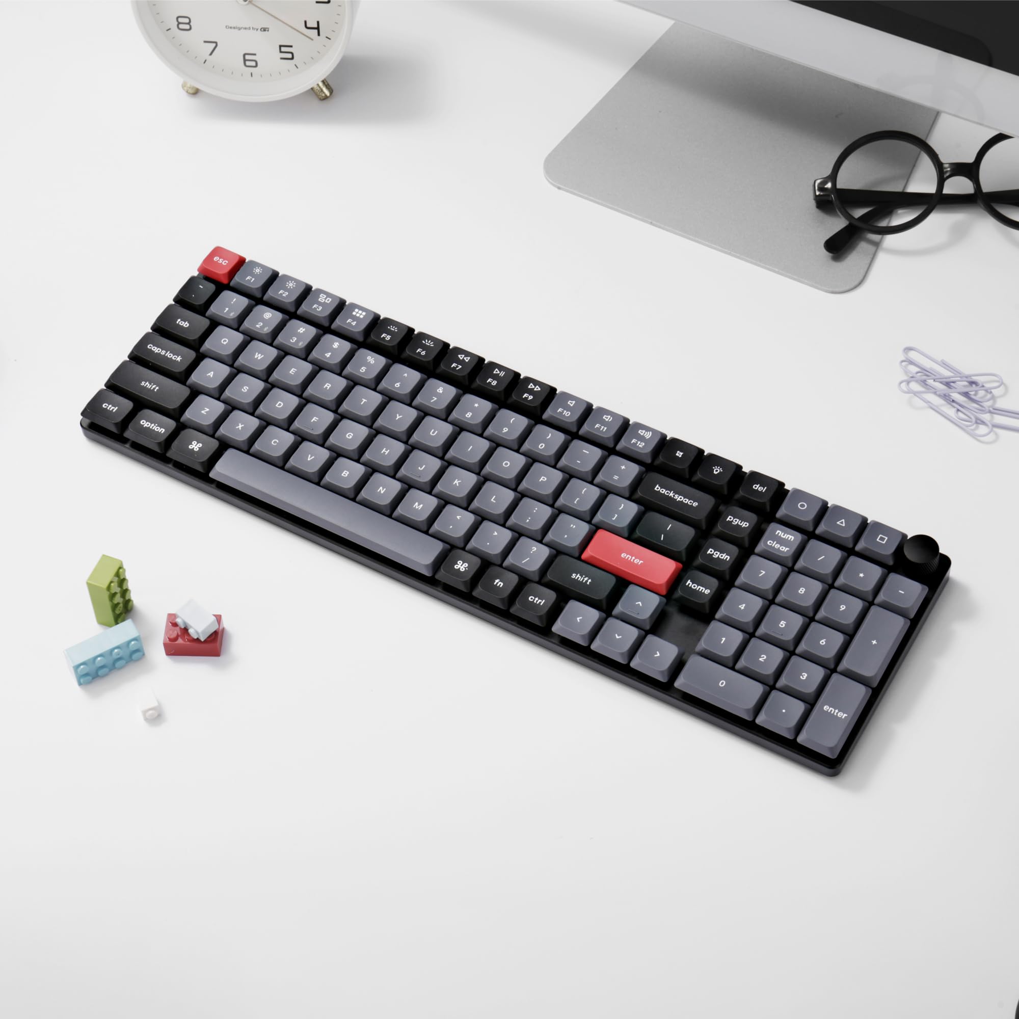 Keychron K17 Pro Low-Profile Wireless Mechanical Keyboard - QMK/VIA Programmable, Bluetooth/Wired, RGB Backlight, Numpad & Knob - Compatible with Mac/Windows/Linux - Perfect for Office, Gaming & Programming