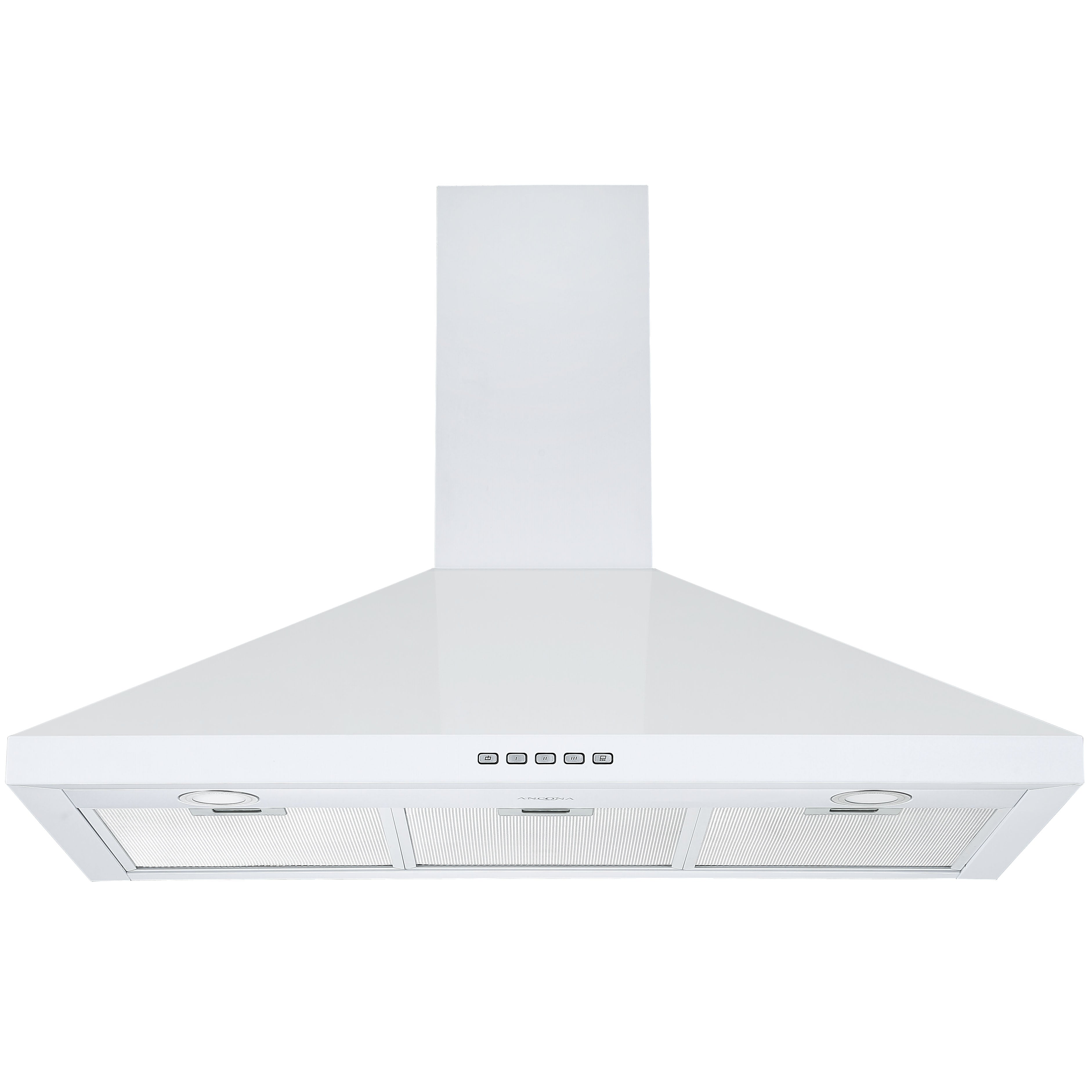 36 Inch Convertible Wall Mounted Pyramid Range Hood in White - Powerful Kitchen Ventilation for Smoke and Odor Removal