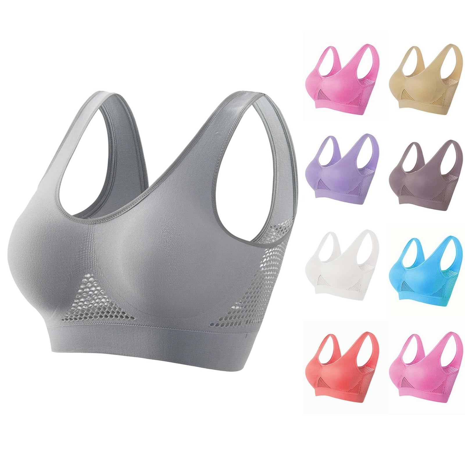 High Support Full Coverage Sports Bras for Women - Breathable Cool Liftup Push Up Yoga Bras - Perfect for Running, Gym Workouts & Yoga
