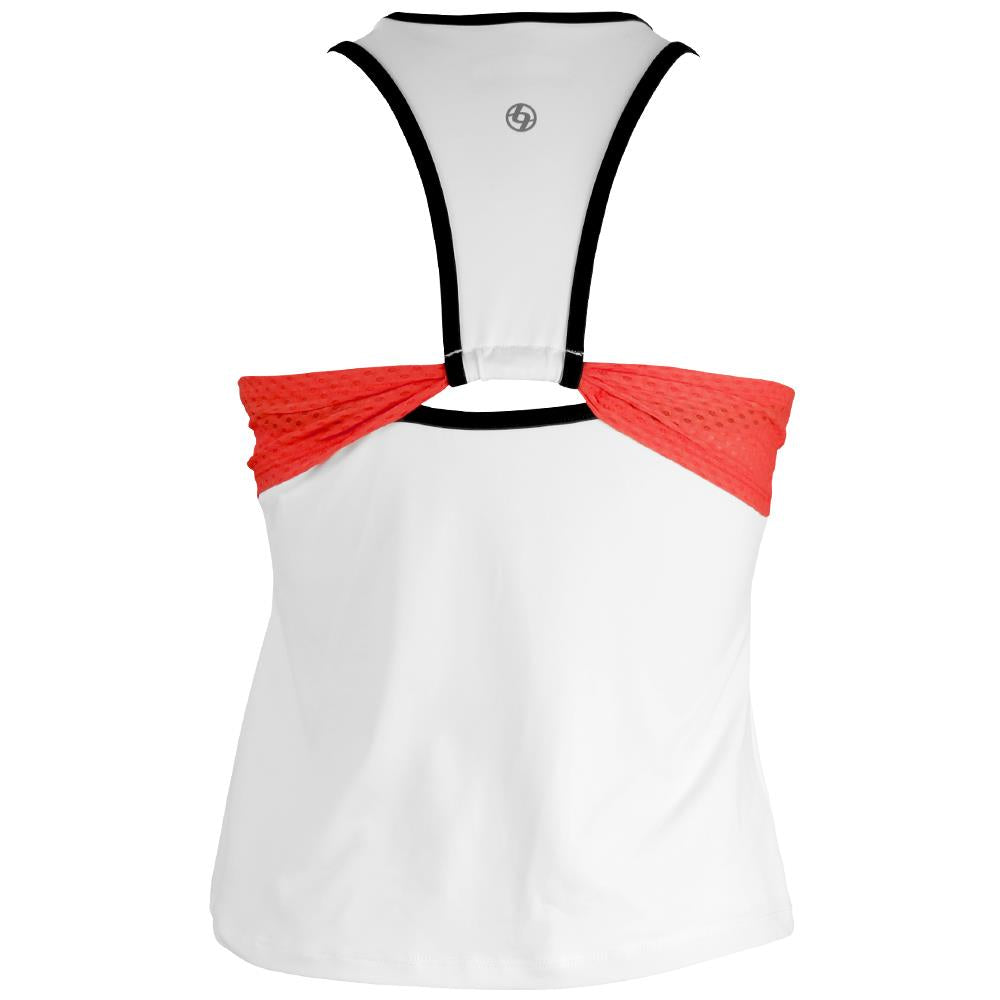 Lija Women's We Are The Champions Star Tank Top - White & Cayenne Color - Gym Workout, Yoga, Running & Casual Wear