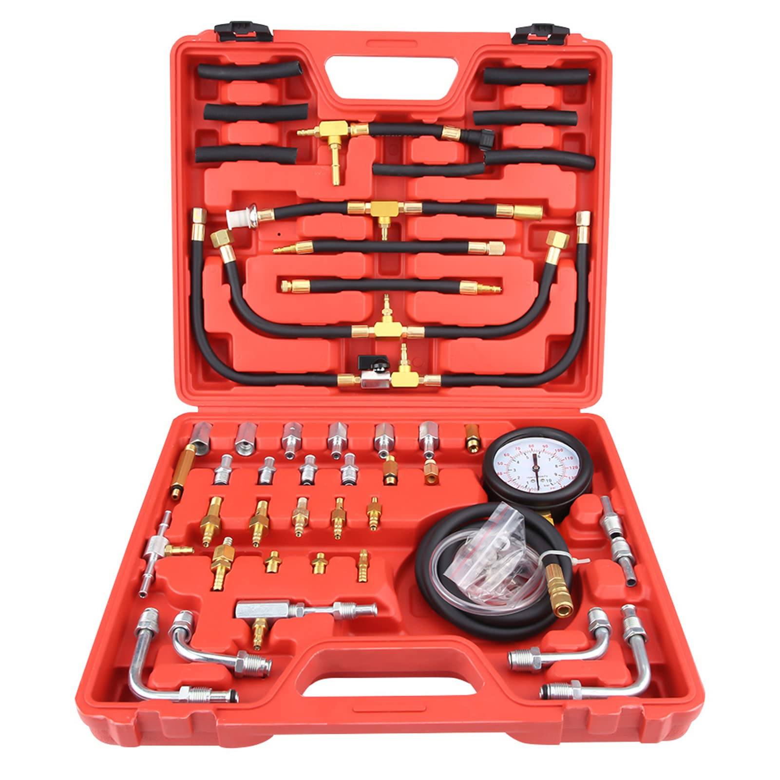 Universal Fuel Pressure Gauge Tester Kit - Professional Petrol Fuel Injection Pump Diagnostic Tool for Car, Truck & Motorcycle Engine Maintenance & Repair
