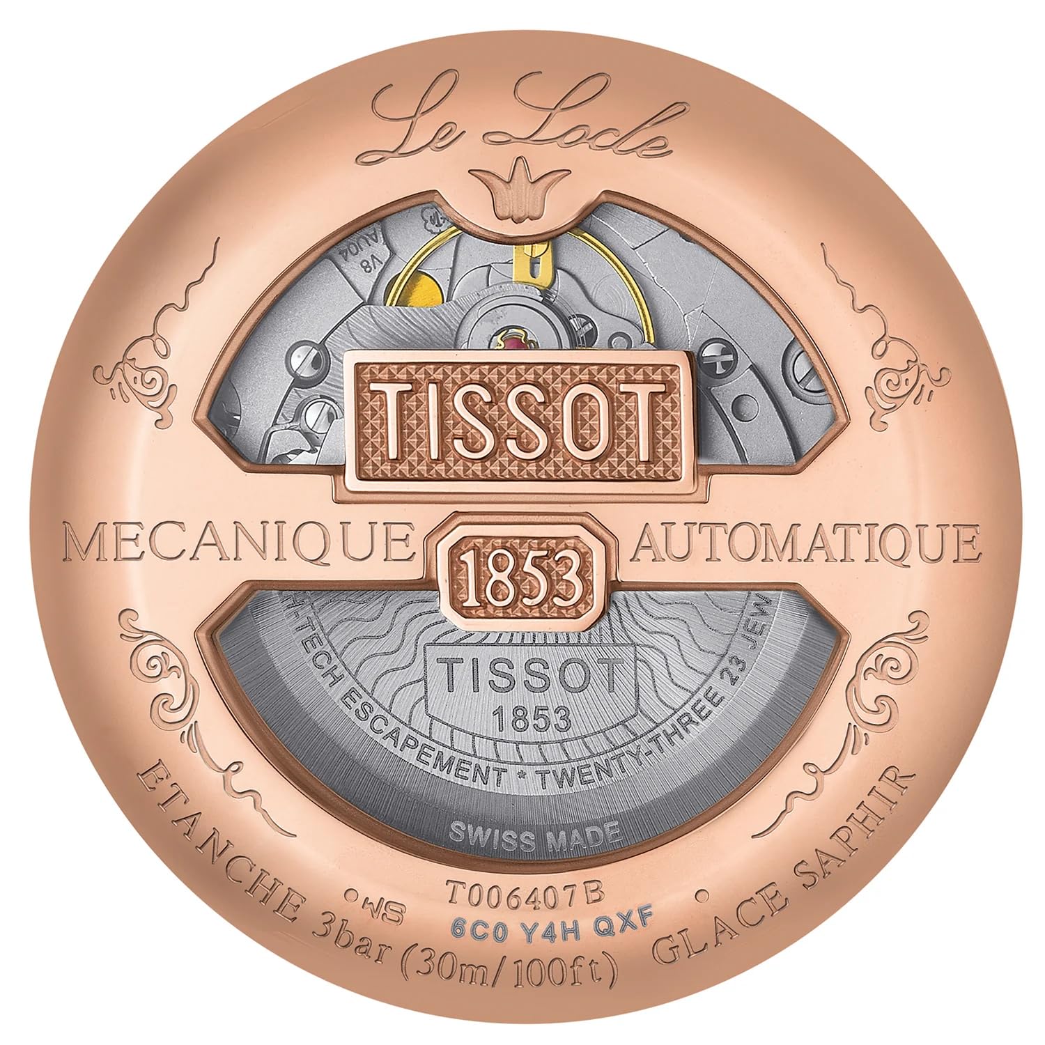 Tissot Men's Le Locle Powermatic 80 Automatic Watch - 316L Stainless Steel Case with Rose Gold PVD Coating, Black Leather Strap, 39mm (T0064073605300) | Luxury Dress Watch for Business, Formal Events & Everyday Elegance
