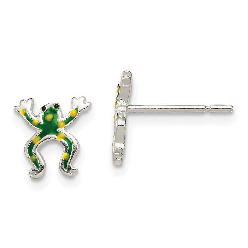 925 Sterling Silver Green Enamel Frog Stud Earrings for Women | Handmade Fine Jewelry | Perfect for Casual Wear, Gift Giving & Nature-Inspired Fashion