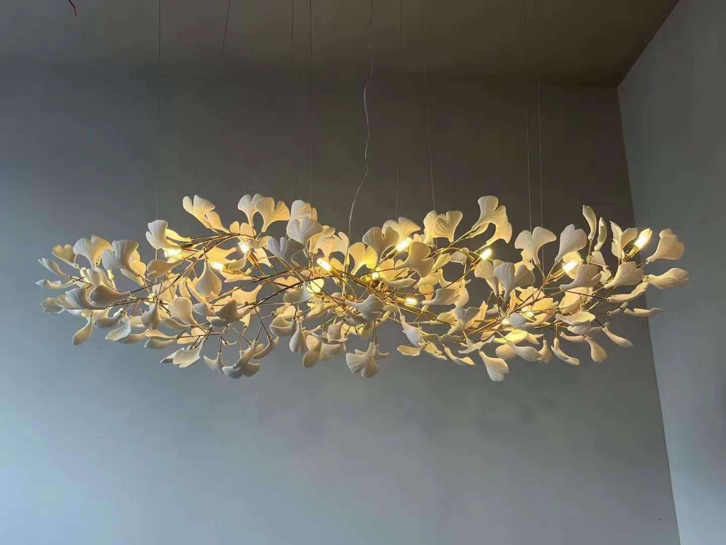 Elegant Ginkgo Leaf Chandelier - Handcrafted Bohemian Style Ceiling Light Fixture for Dining Room, Living Room & Bedroom Decor